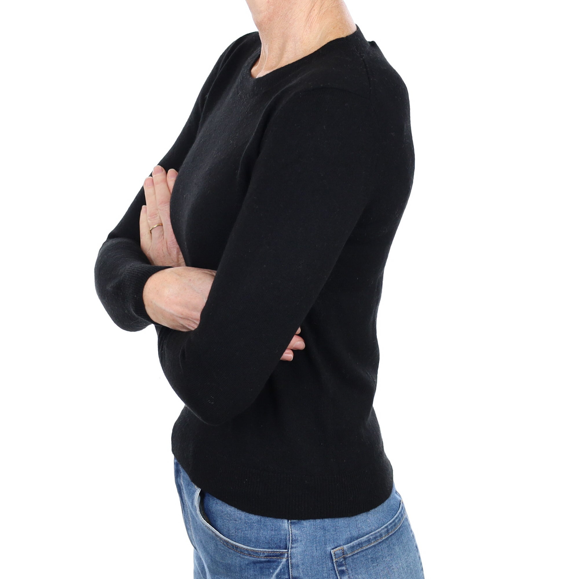 Black Cashmere Crew Neck Jumper Small