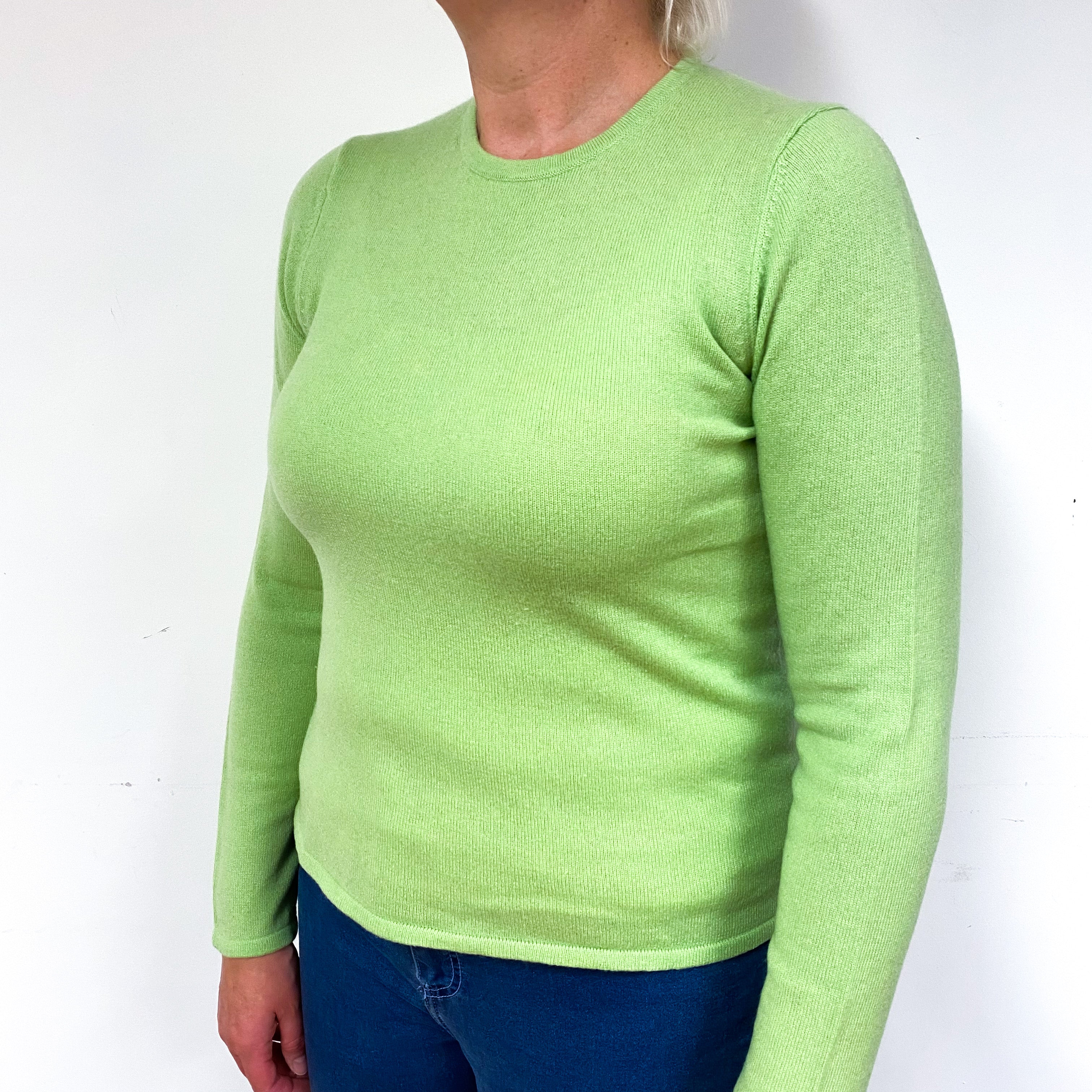 Spring Green Cashmere Crew Neck Jumper Large