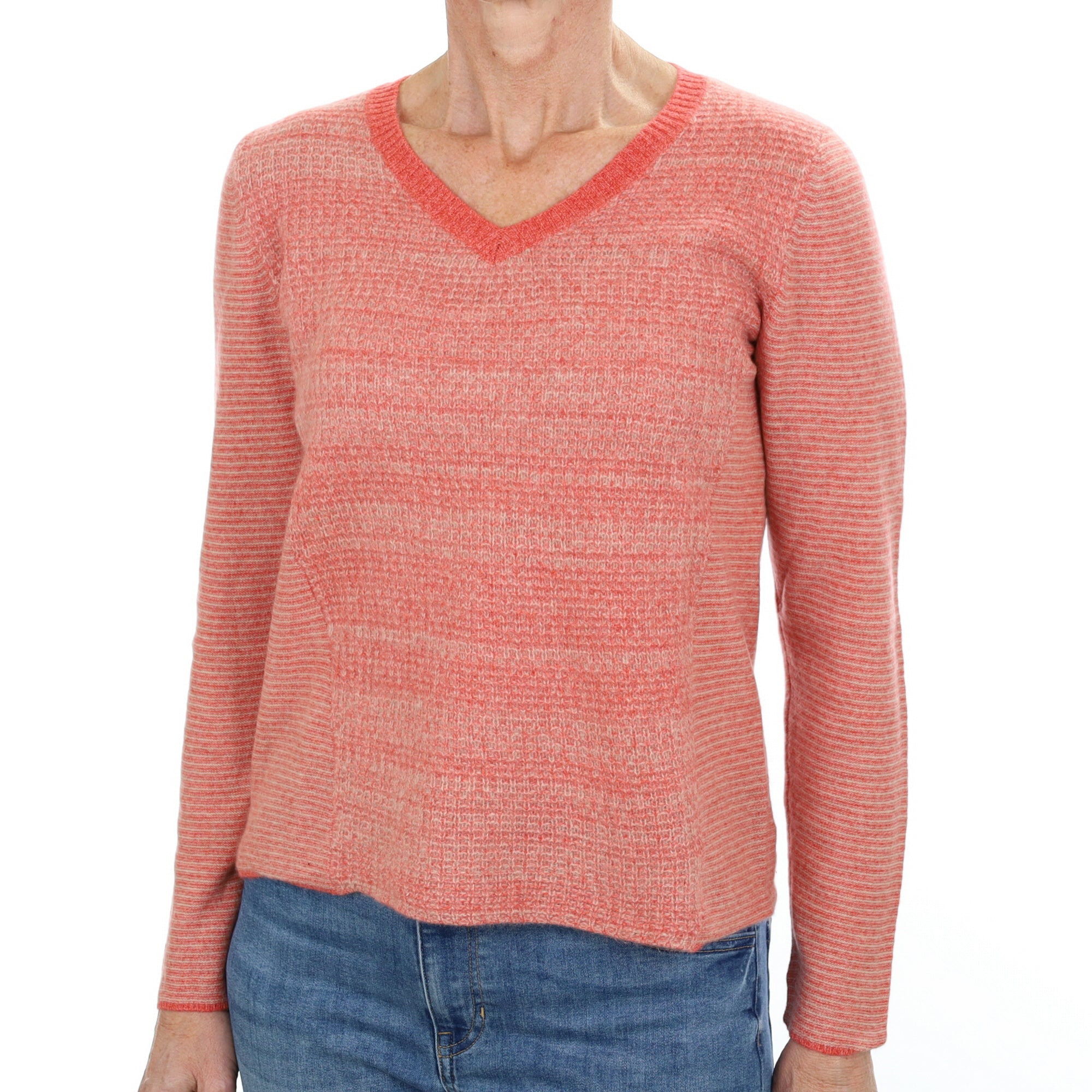 Orange Soda Marl Cashmere V Neck Jumper Small