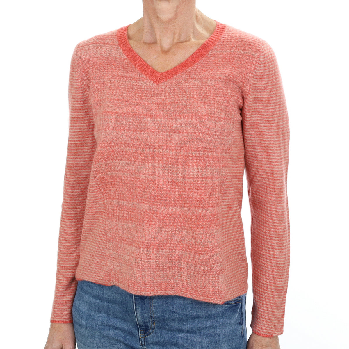 Orange Soda Marl Cashmere V Neck Jumper Small