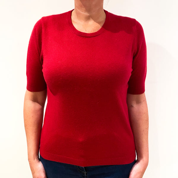 Scarlet Red Short Sleeved Cashmere Jumper Large