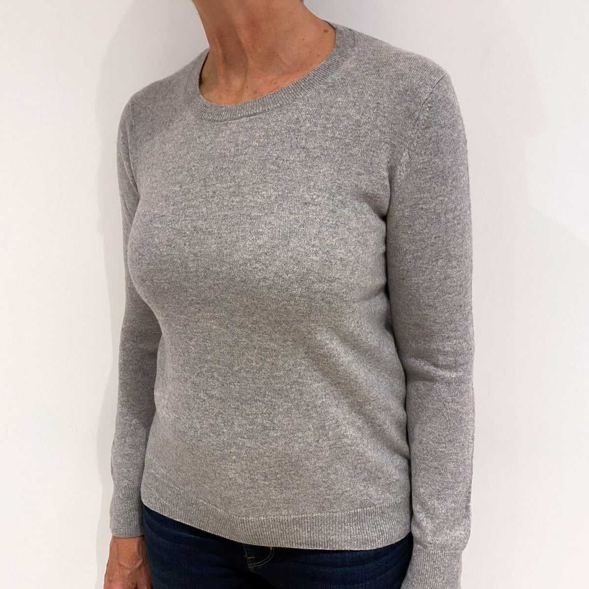 Smoke Grey Cashmere Crew Neck Jumper Medium