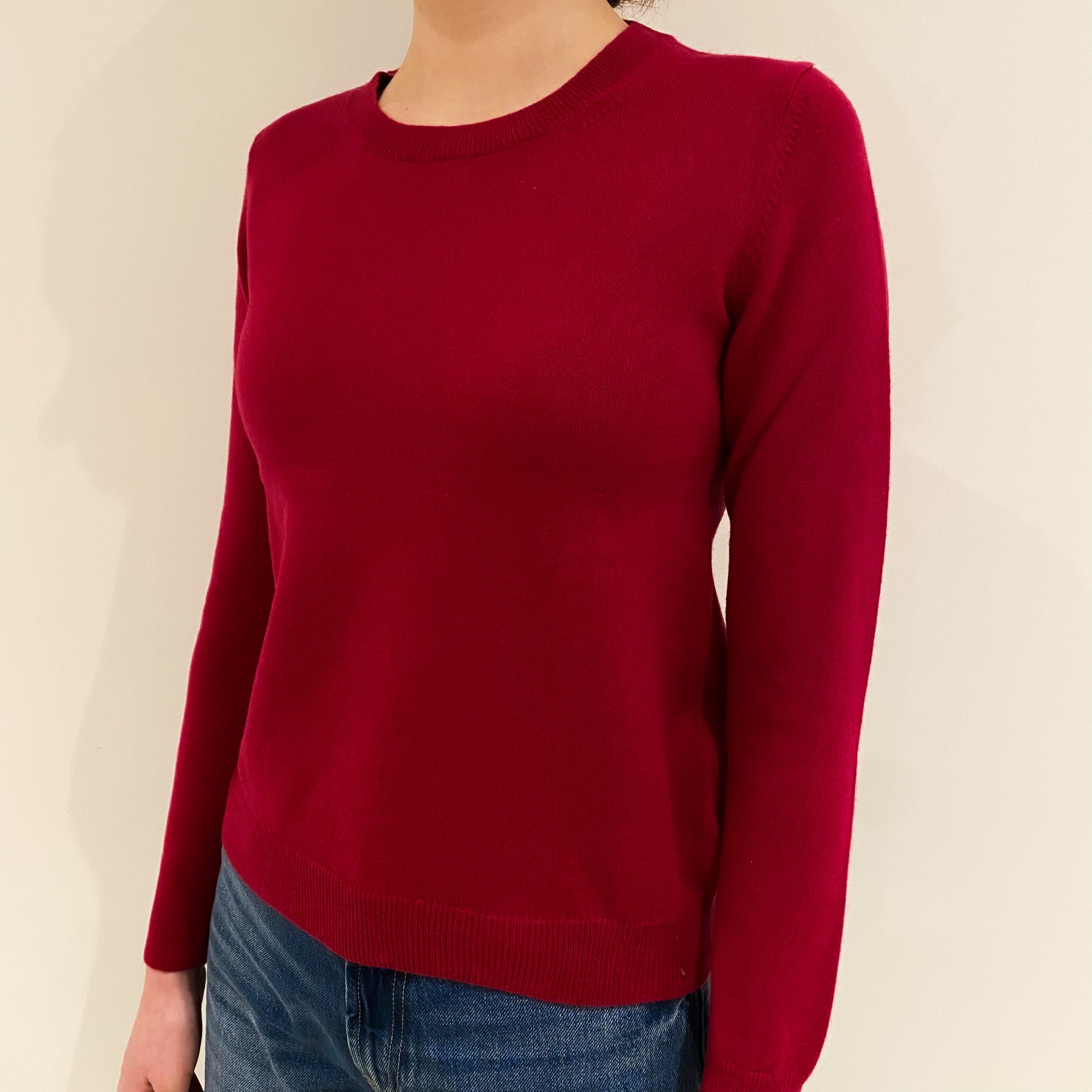 Ruby Red Cashmere Crew Neck Jumper Extra Small