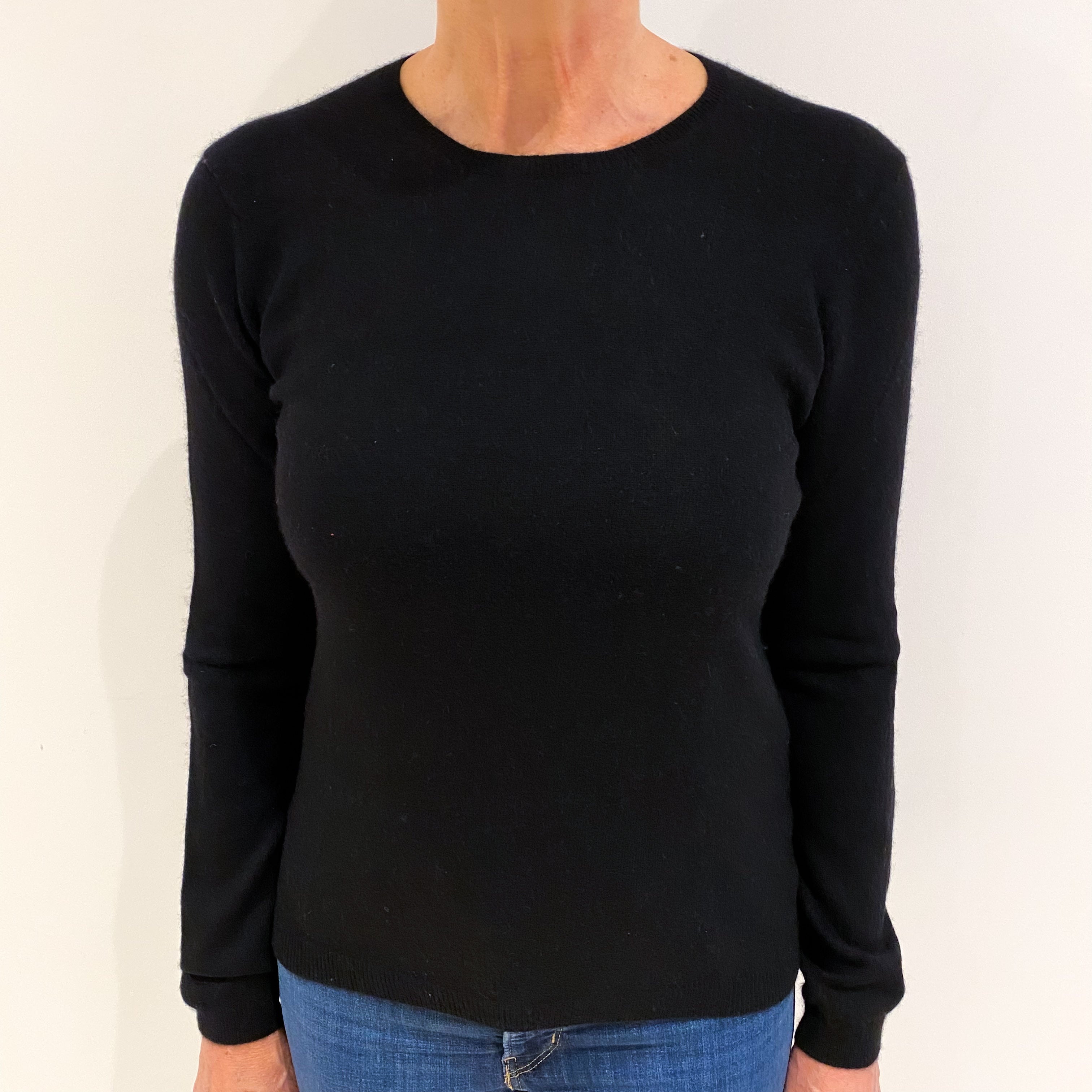 Black Cashmere Crew Neck Jumper Medium