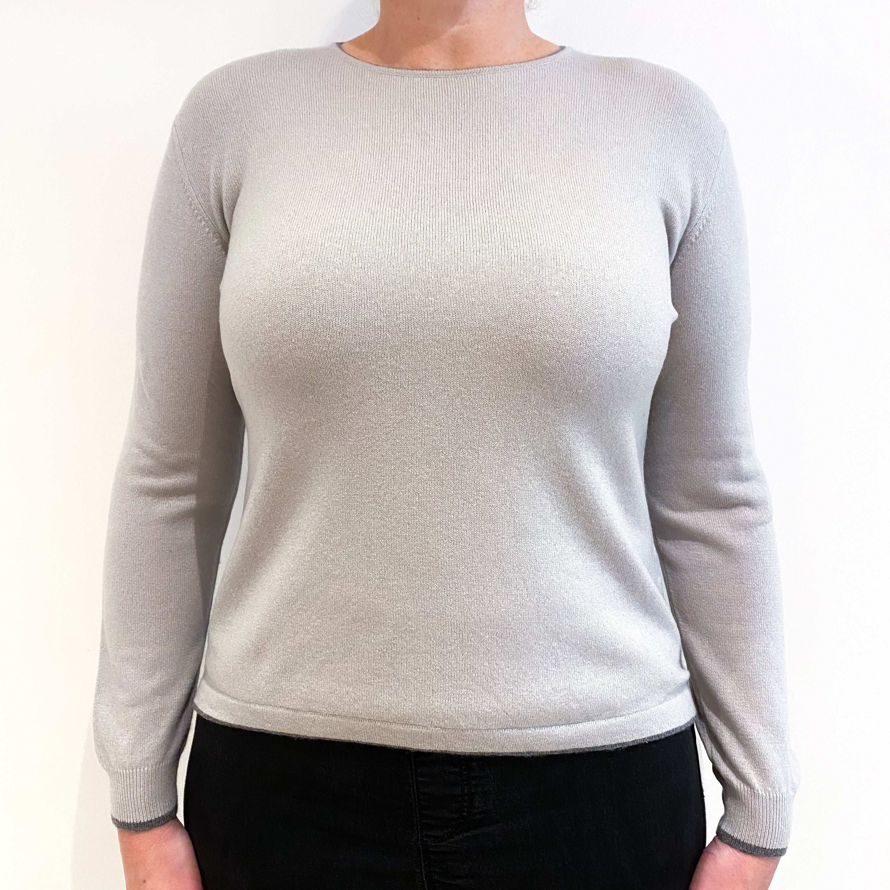 Mist Grey Cashmere Crew Neck Jumper Large