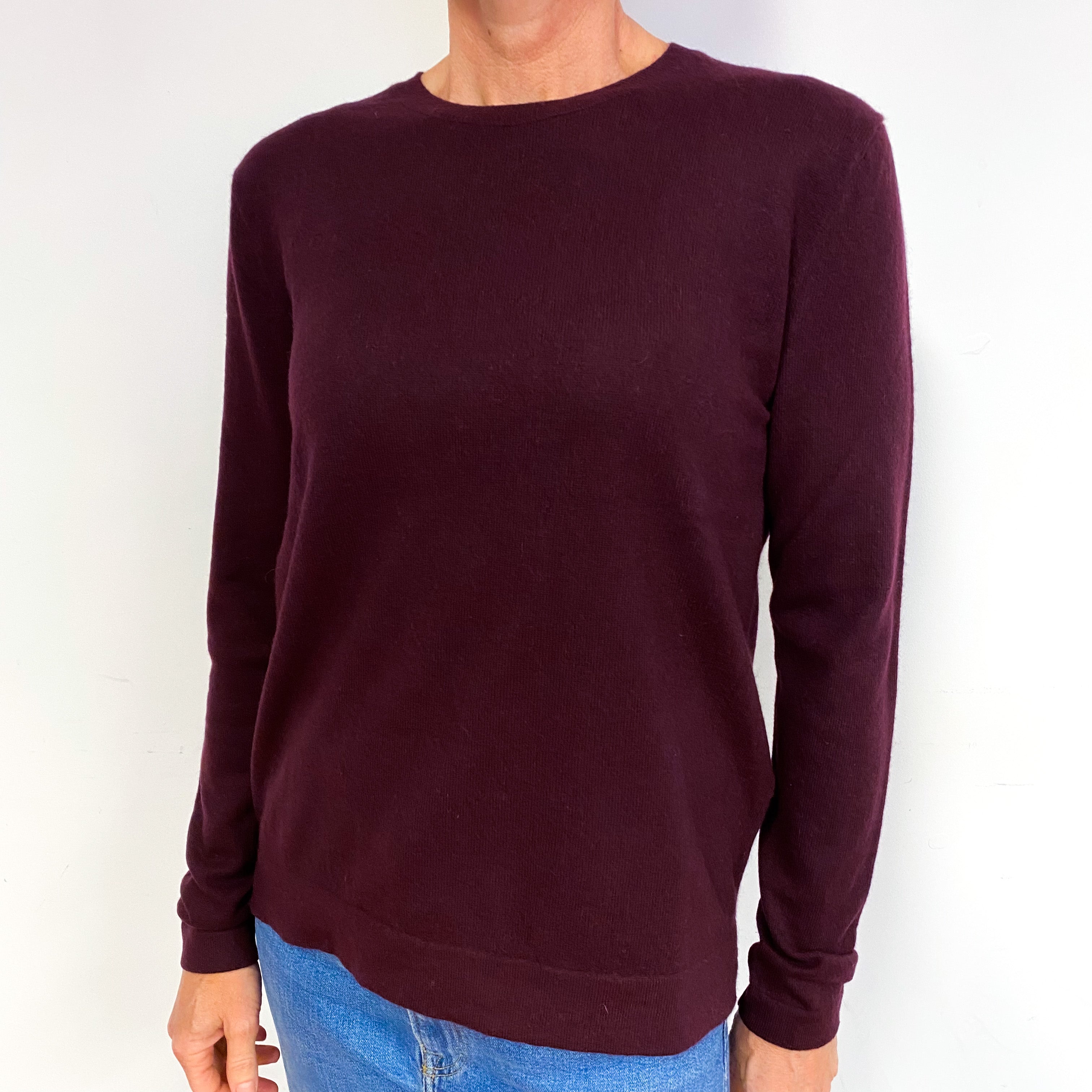 Ralph Lauren Aubergine Purple Cashmere Crew Neck Jumper Medium