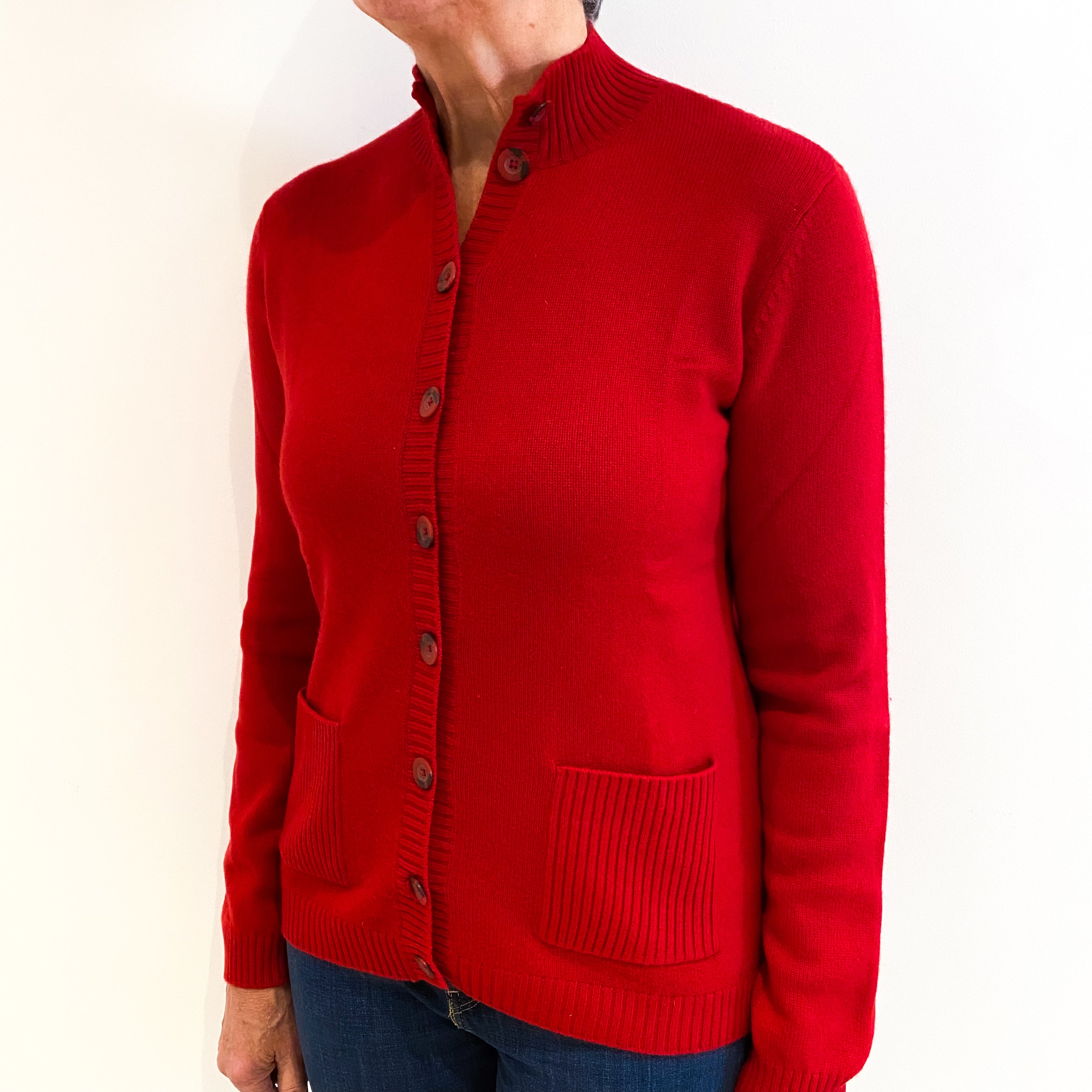 Scarlet Red Cashmere Cardigan Medium