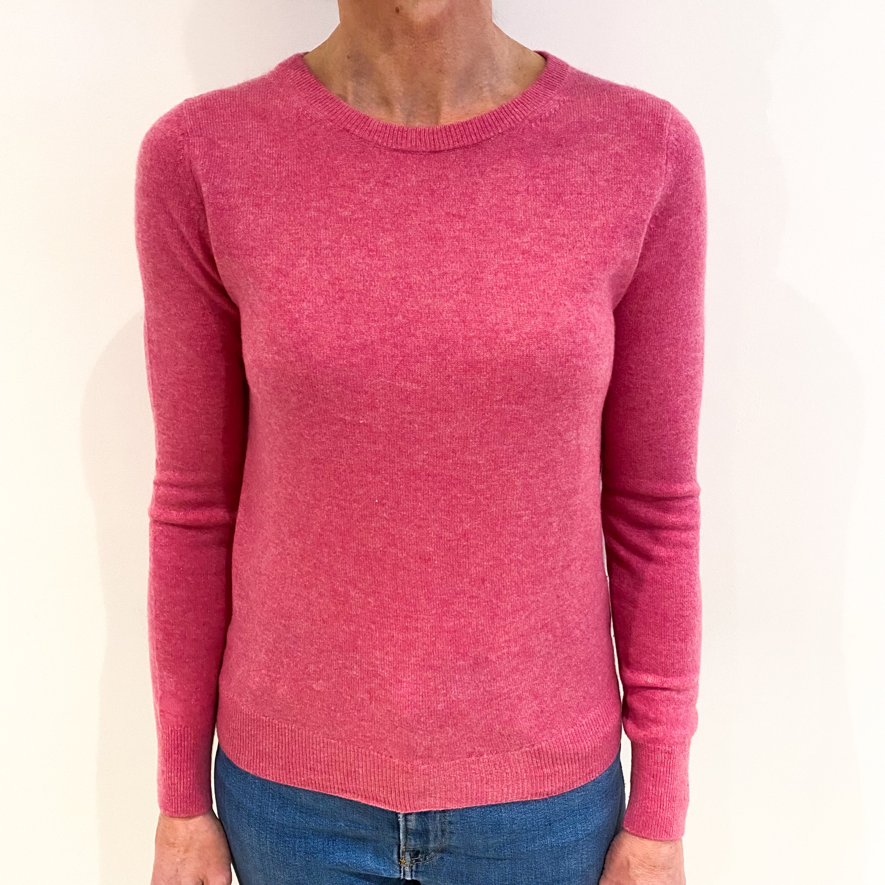 Lupin Pink Cashmere Crew Neck Jumper Small