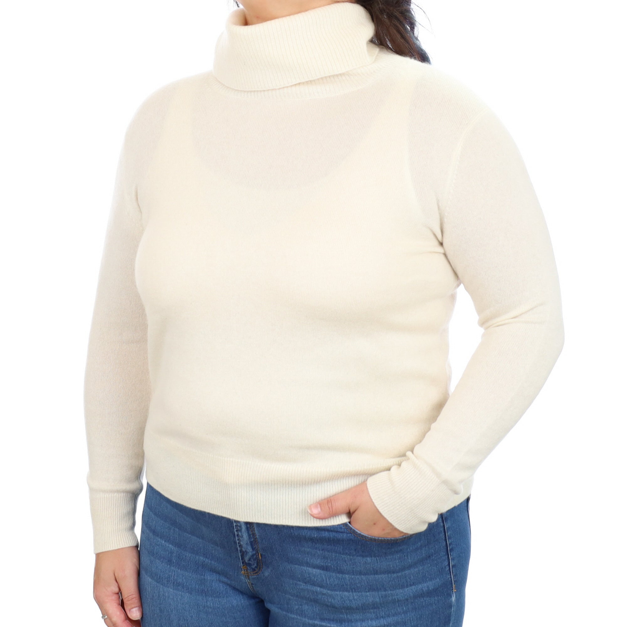 Cream Cashmere Polo Neck Jumper Large