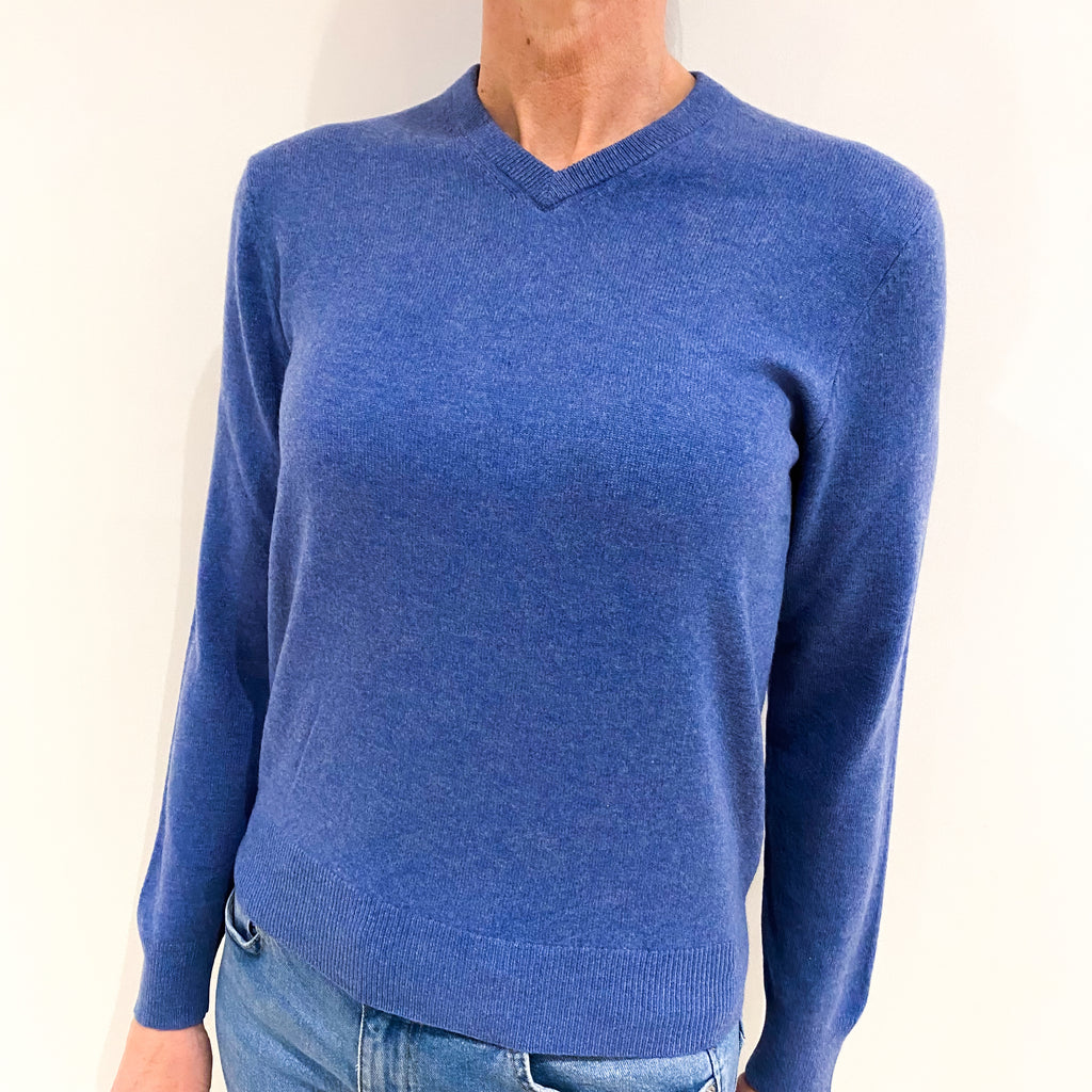 Light Denim Cashmere V Neck Jumper Small