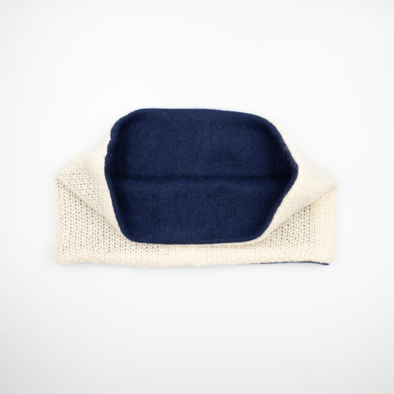Cream and Navy Blue Neck Warmer