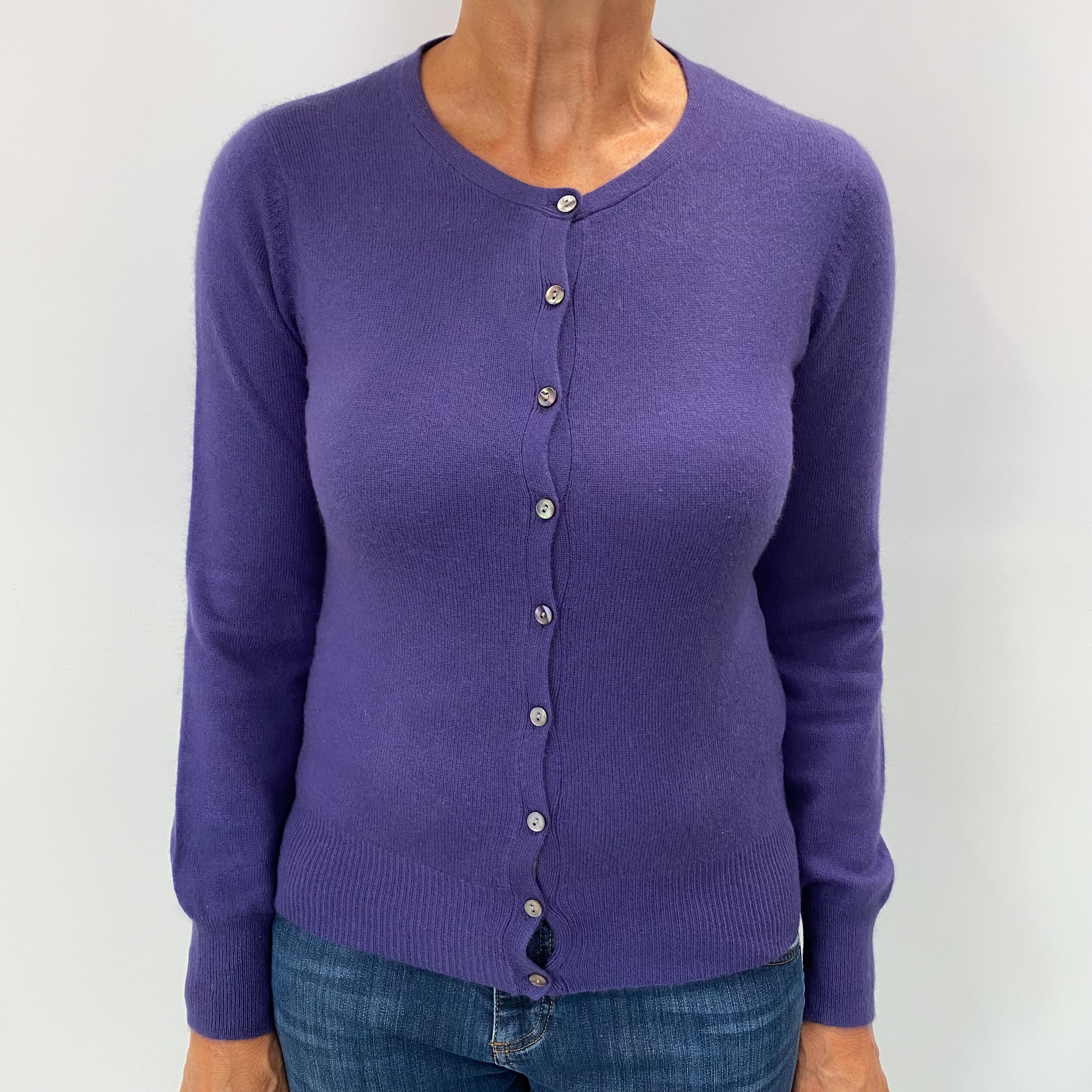 Amethyst Purple Cashmere Cardigan Medium