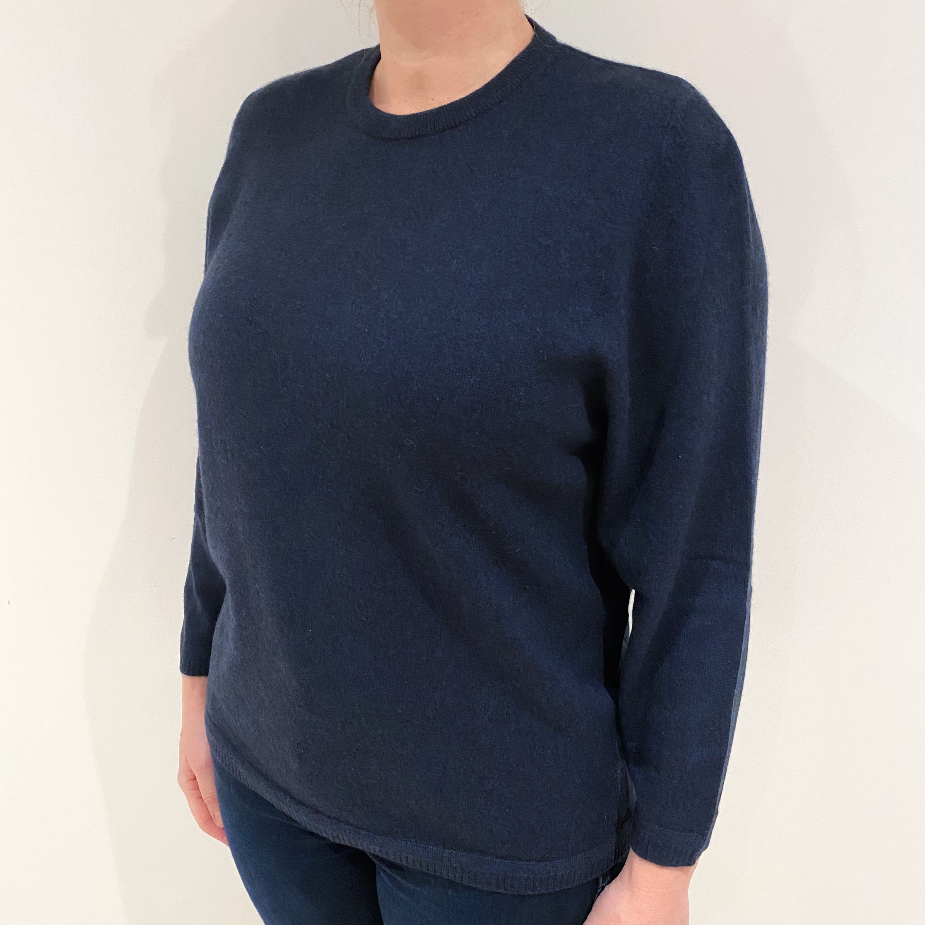 Midnight Blue Cashmere Crew Neck Jumper Large