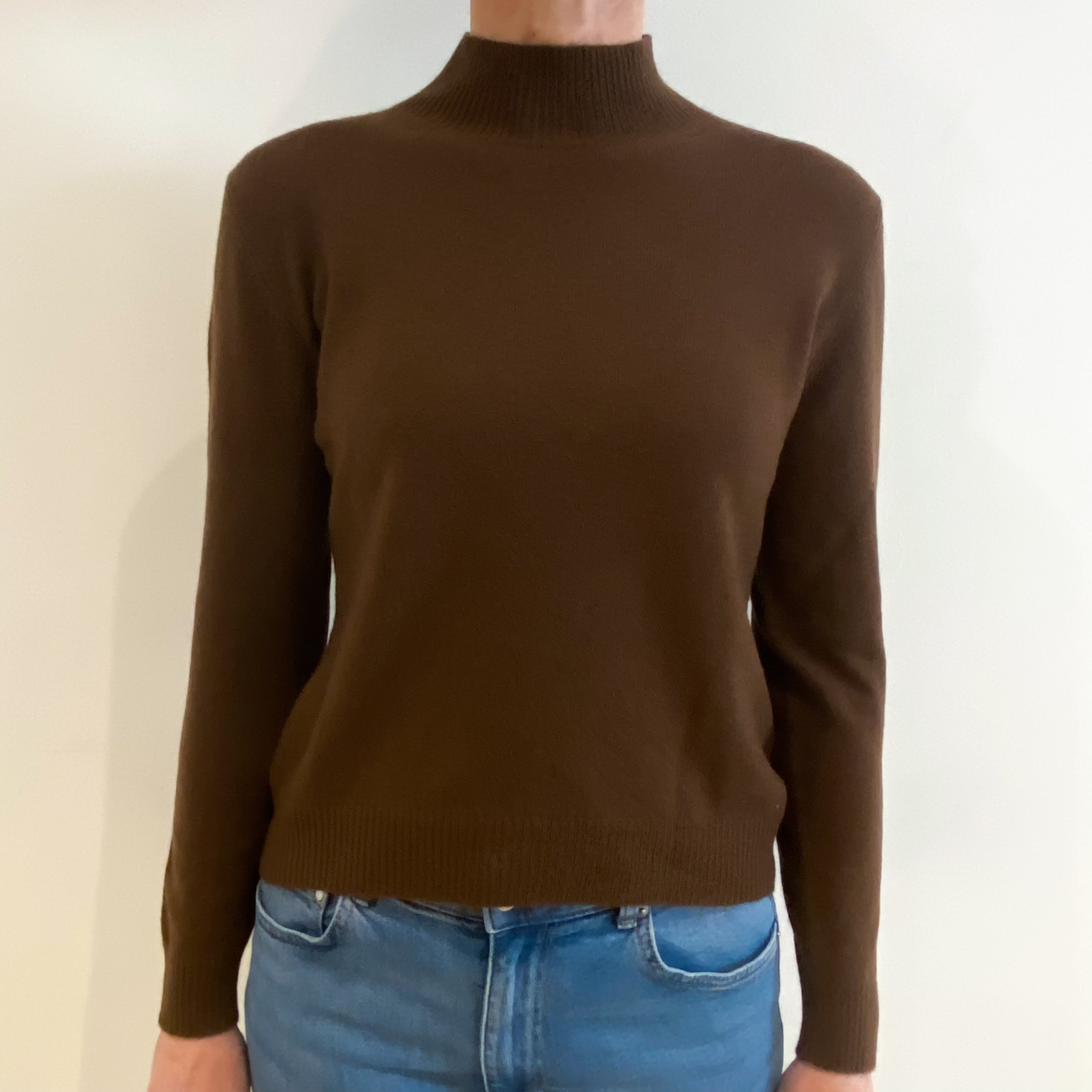Milk Chocolate Brown Cashmere Turtle Neck Jumper Small