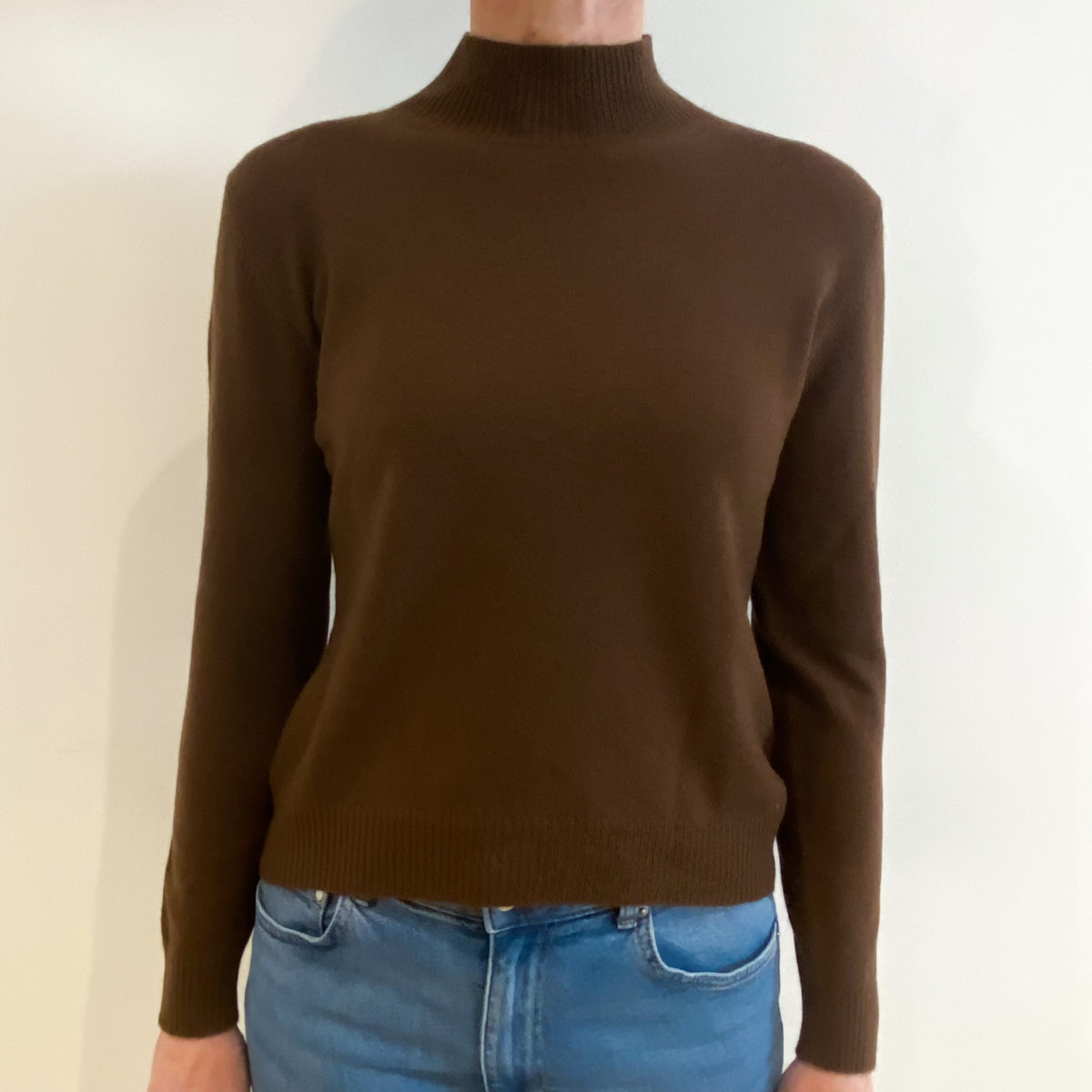 Milk Chocolate Brown Cashmere Turtle Neck Jumper Small