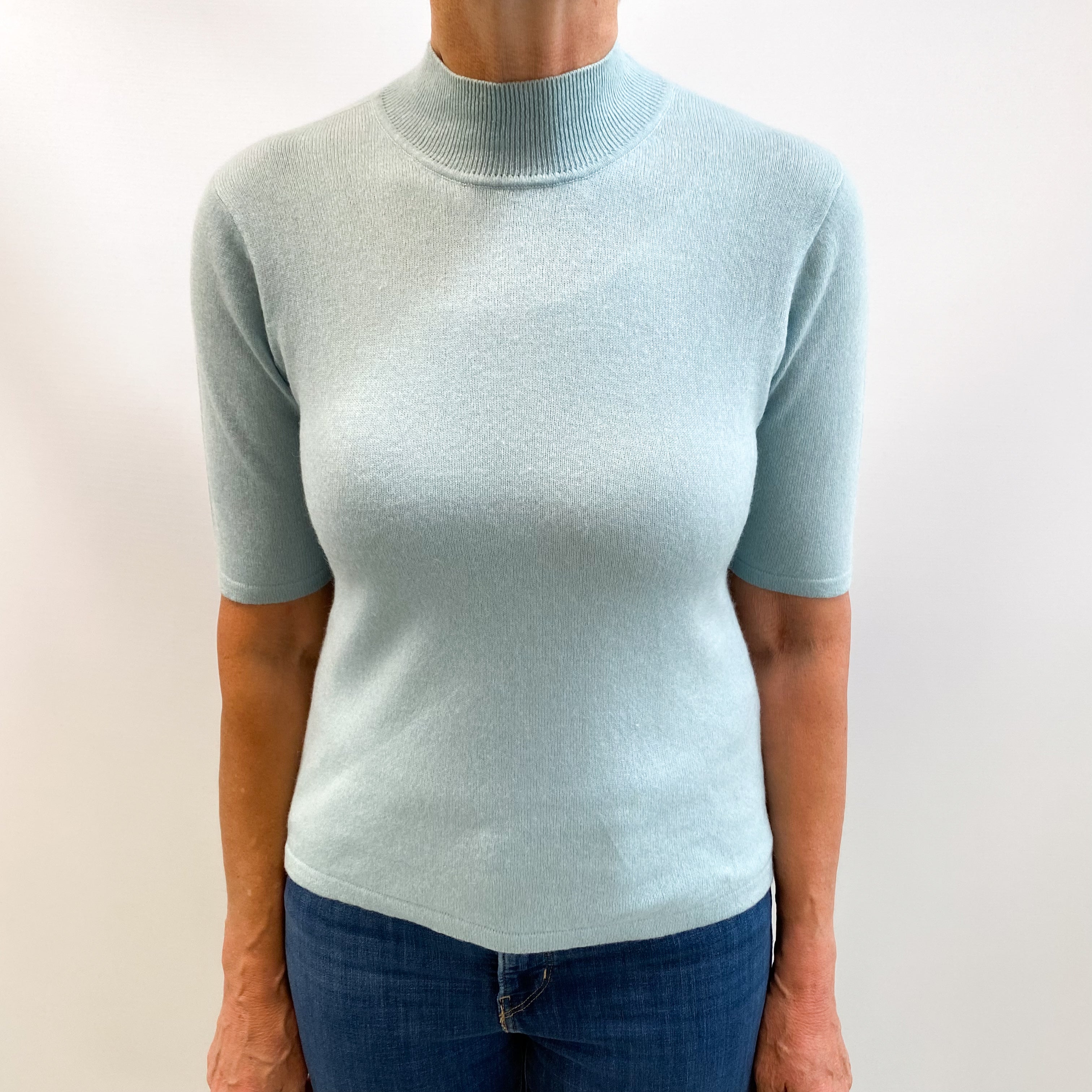 Opal Green Cashmere Turtle Neck Jumper Medium