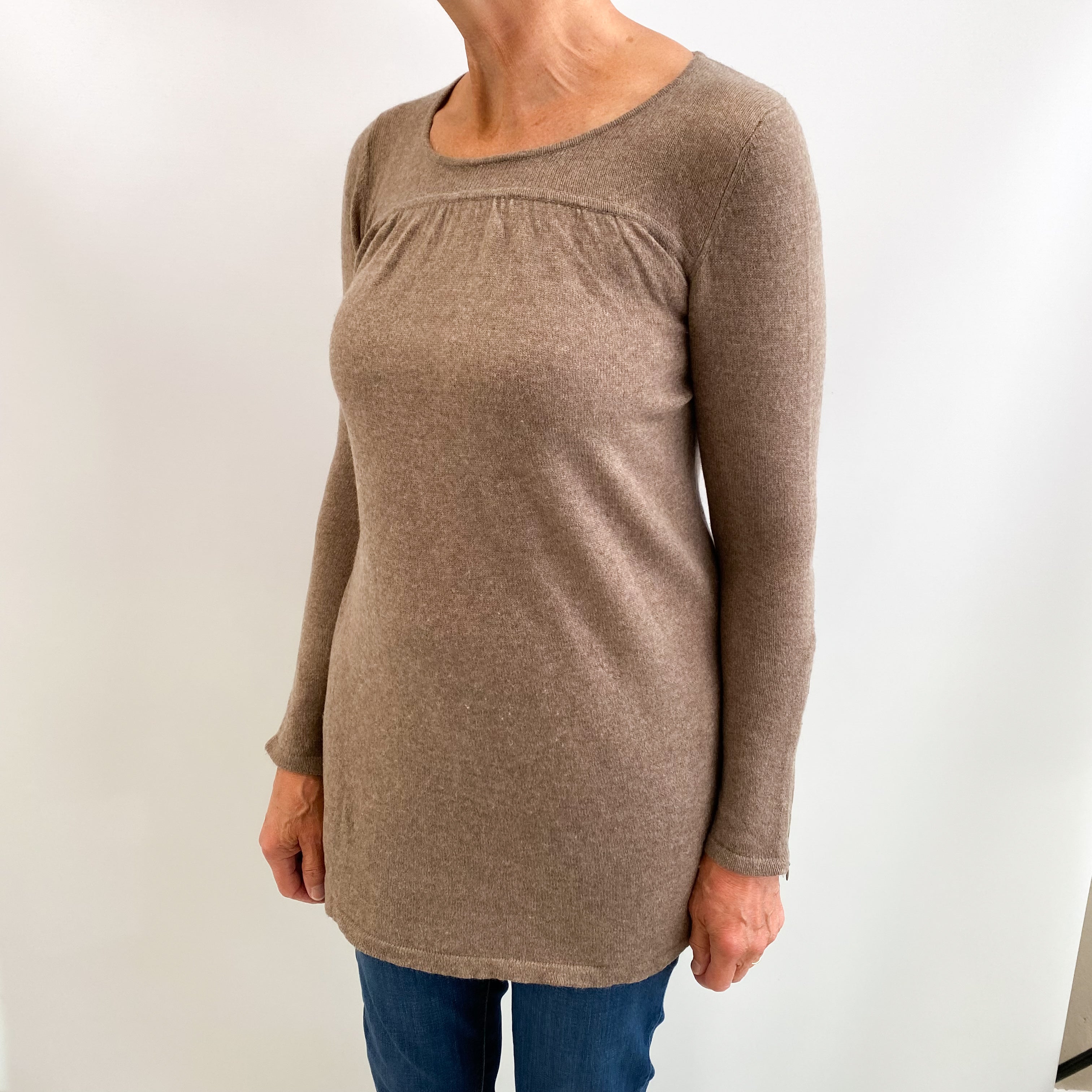 Mocha Brown Cashmere Scoop Neck Jumper Medium