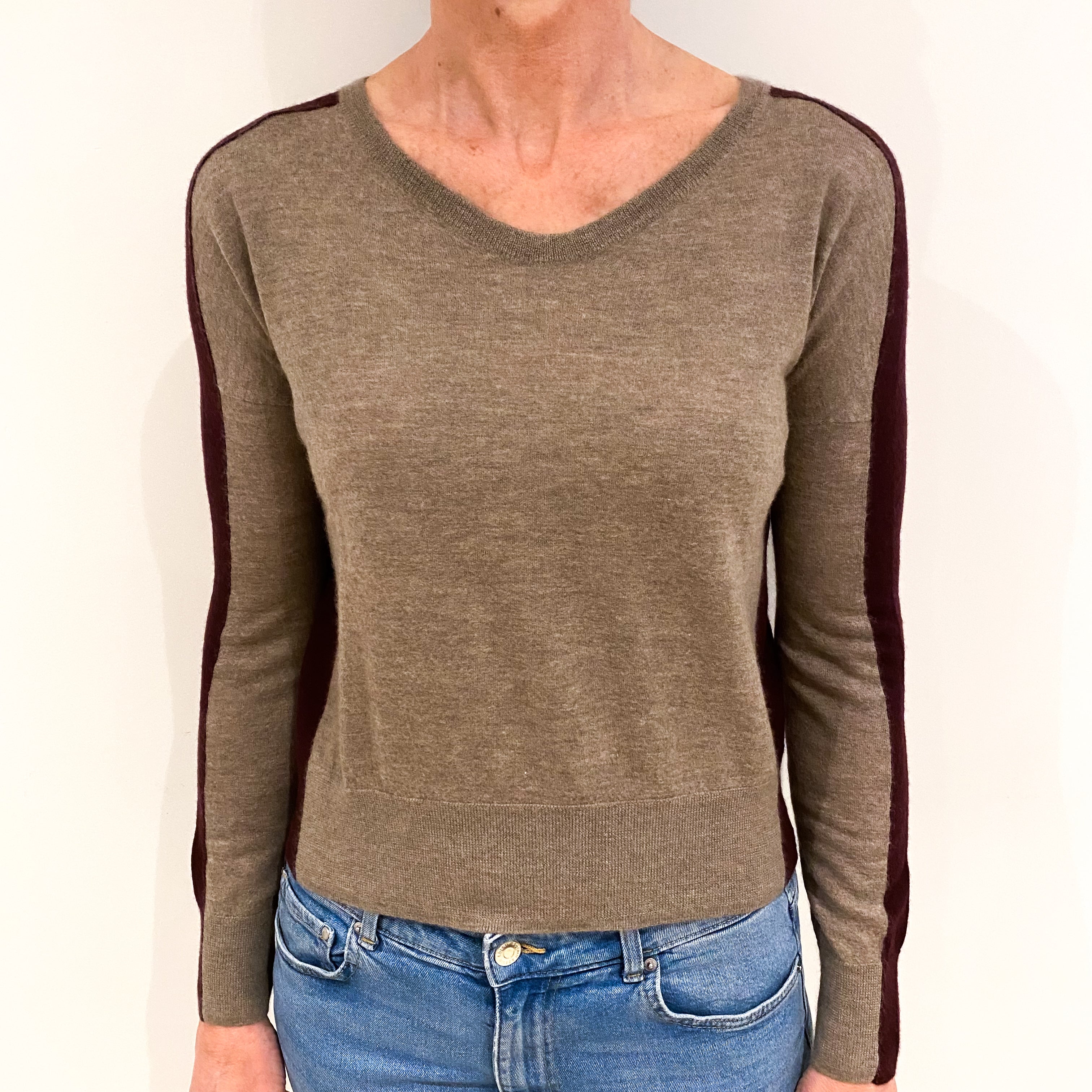 Mocha And Mulberry Cashmere Crew Neck Jumper Small