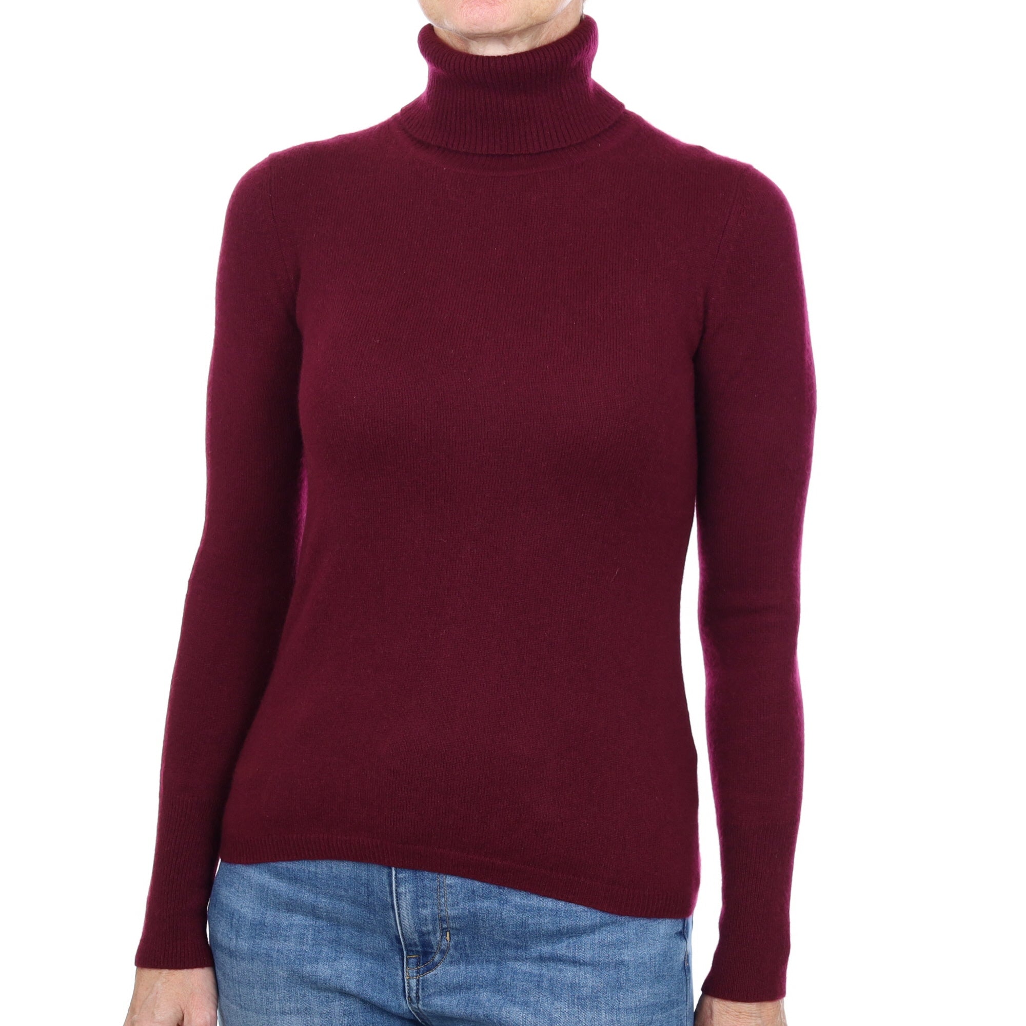 Mulberry Purple Cashmere Polo Neck Jumper Small