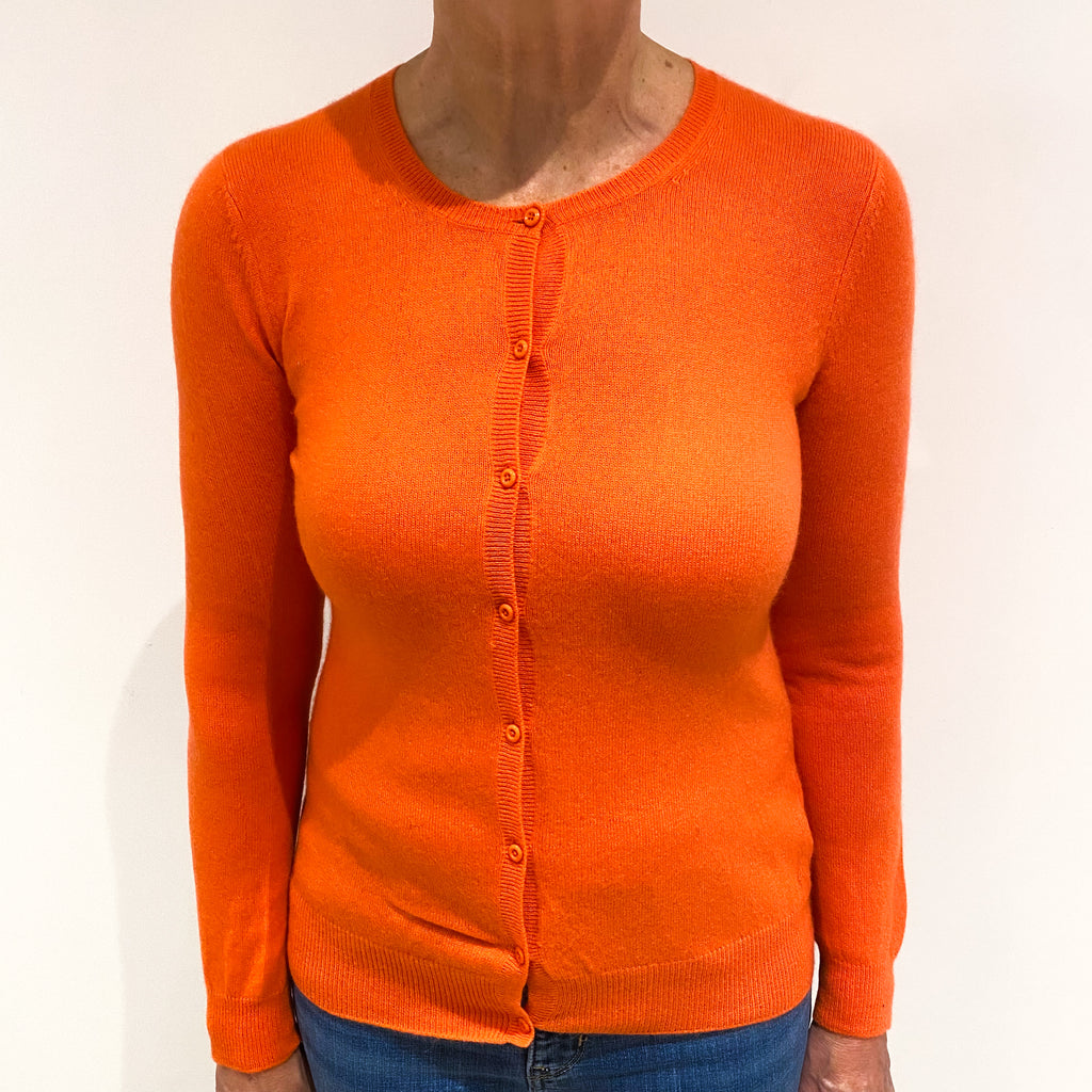 Crab Orange Cashmere Crew Neck Cardigan Medium