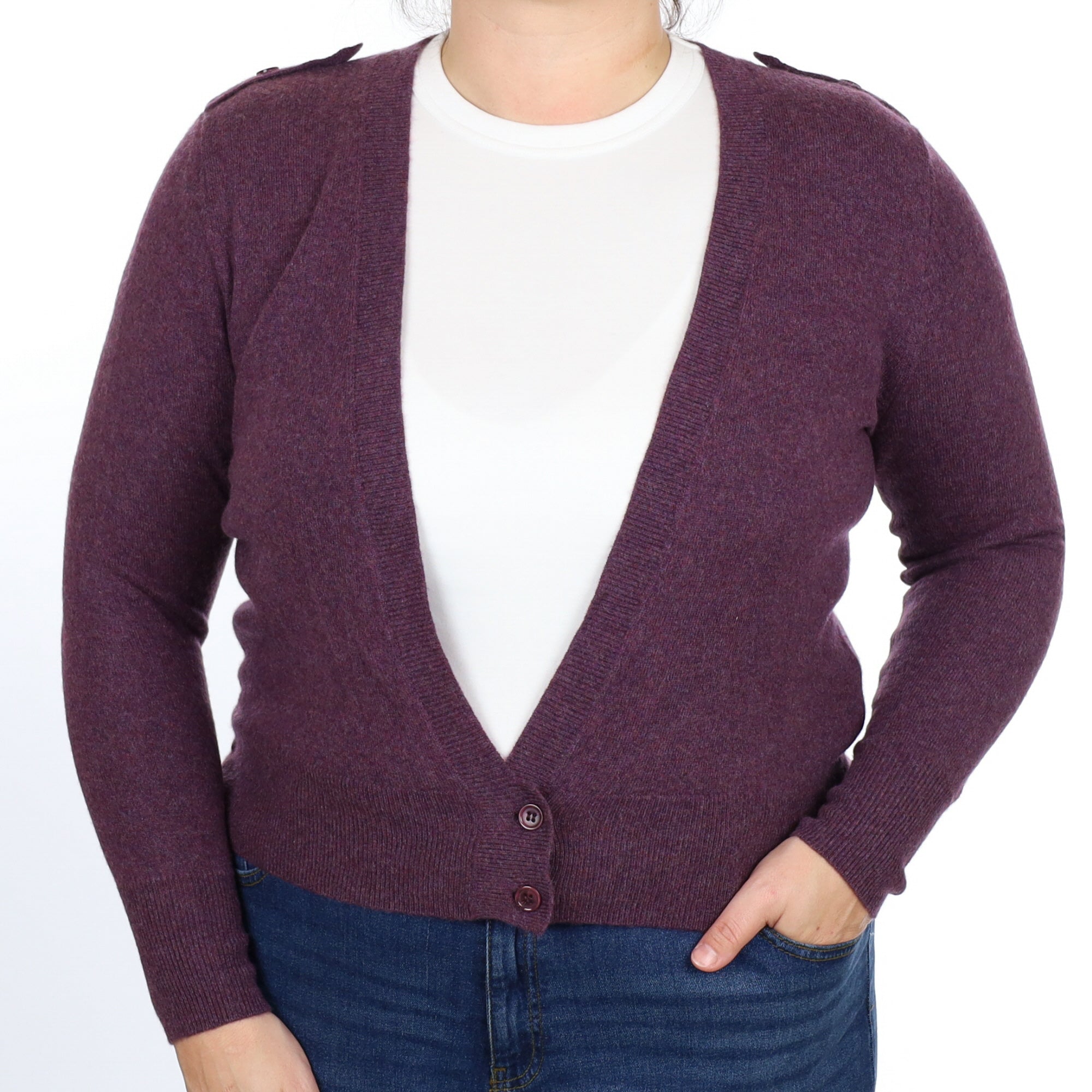 Intropia Blueberry Purple Cashmere V Neck Cardigan Large