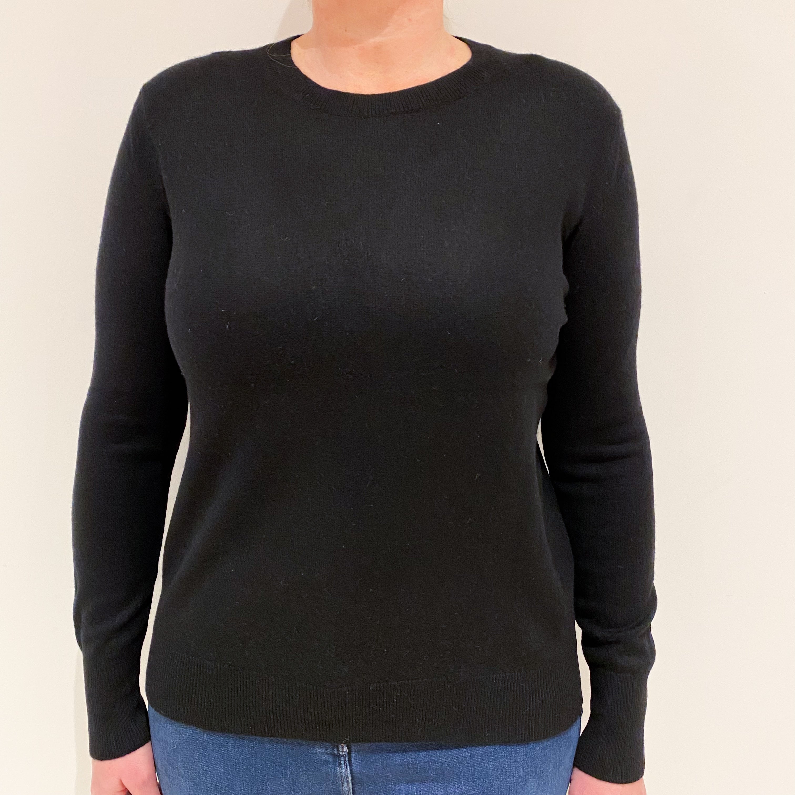 Black Cashmere Crew Neck Jumper Large