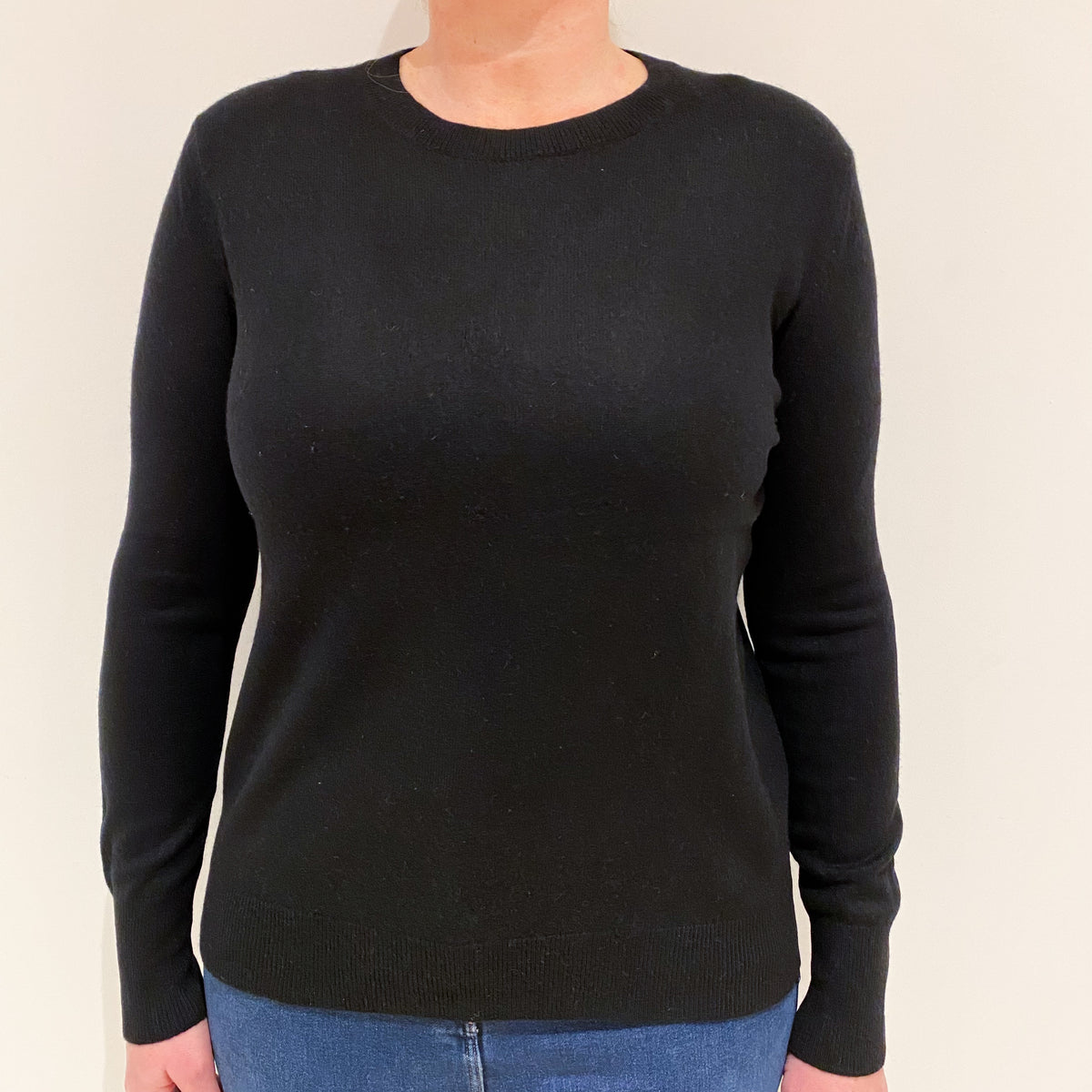 Black Cashmere Crew Neck Jumper Large