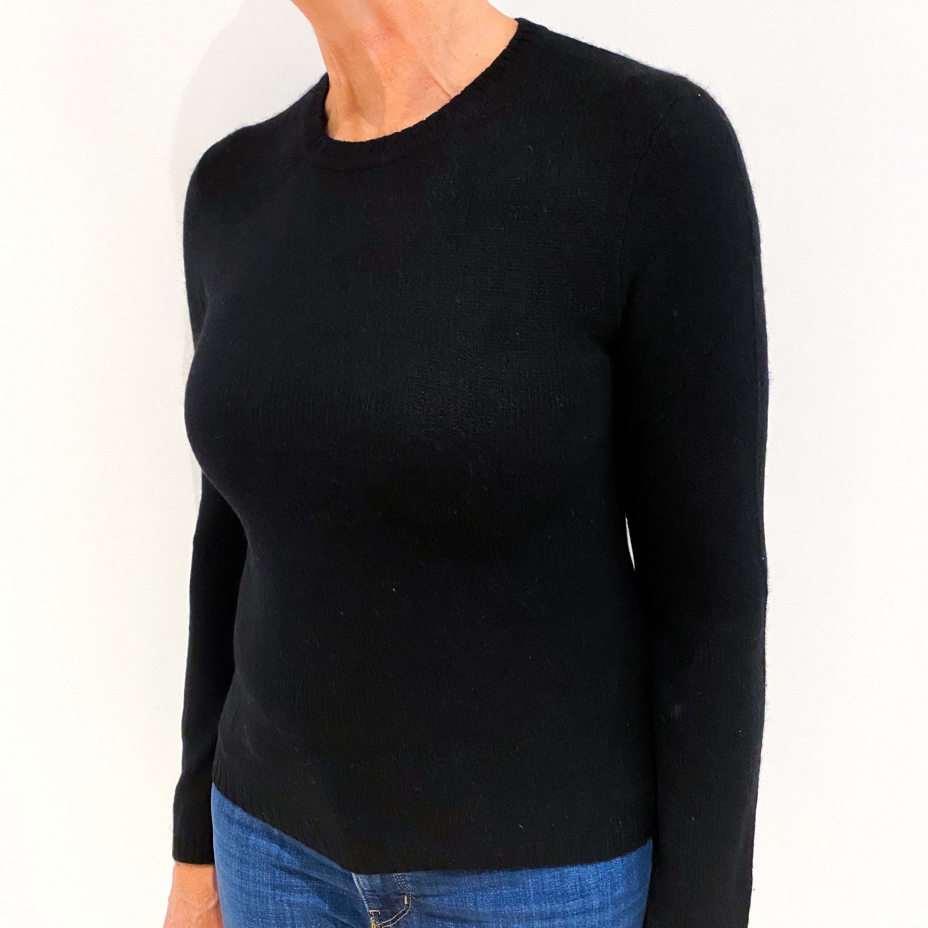 Black Cashmere Crew Neck Jumper Medium