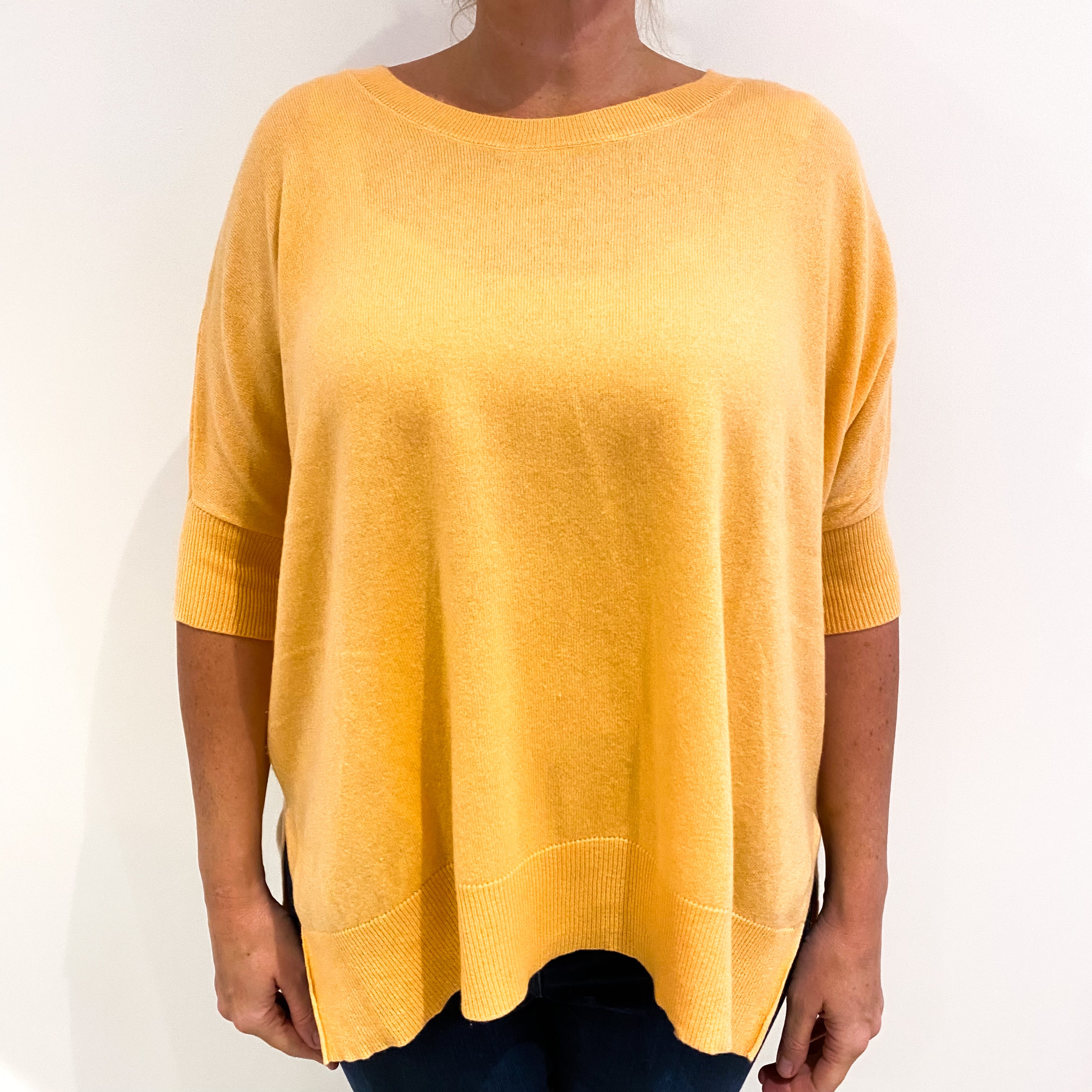 Peach Batwing Cashmere Crew Neck Jumper Large