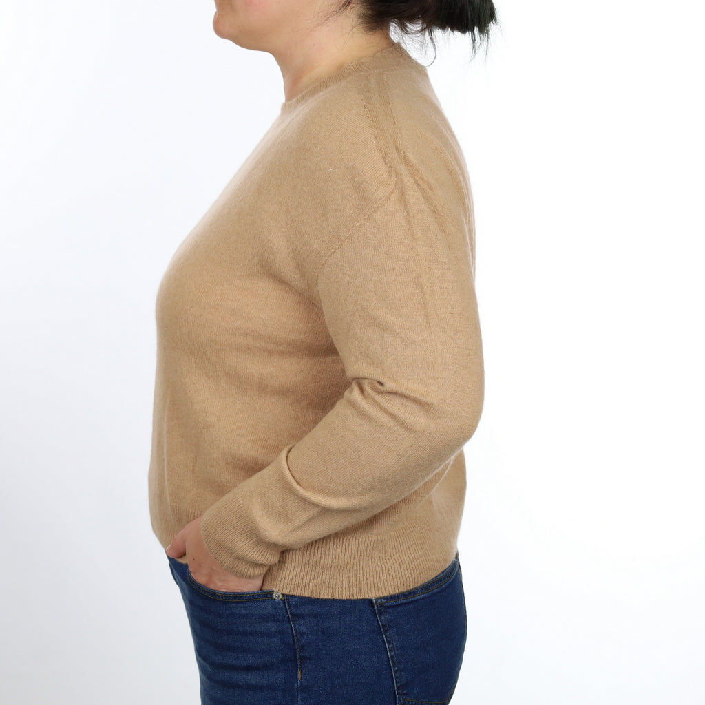 Caramel Brown Cashmere Crew Neck Jumper Large