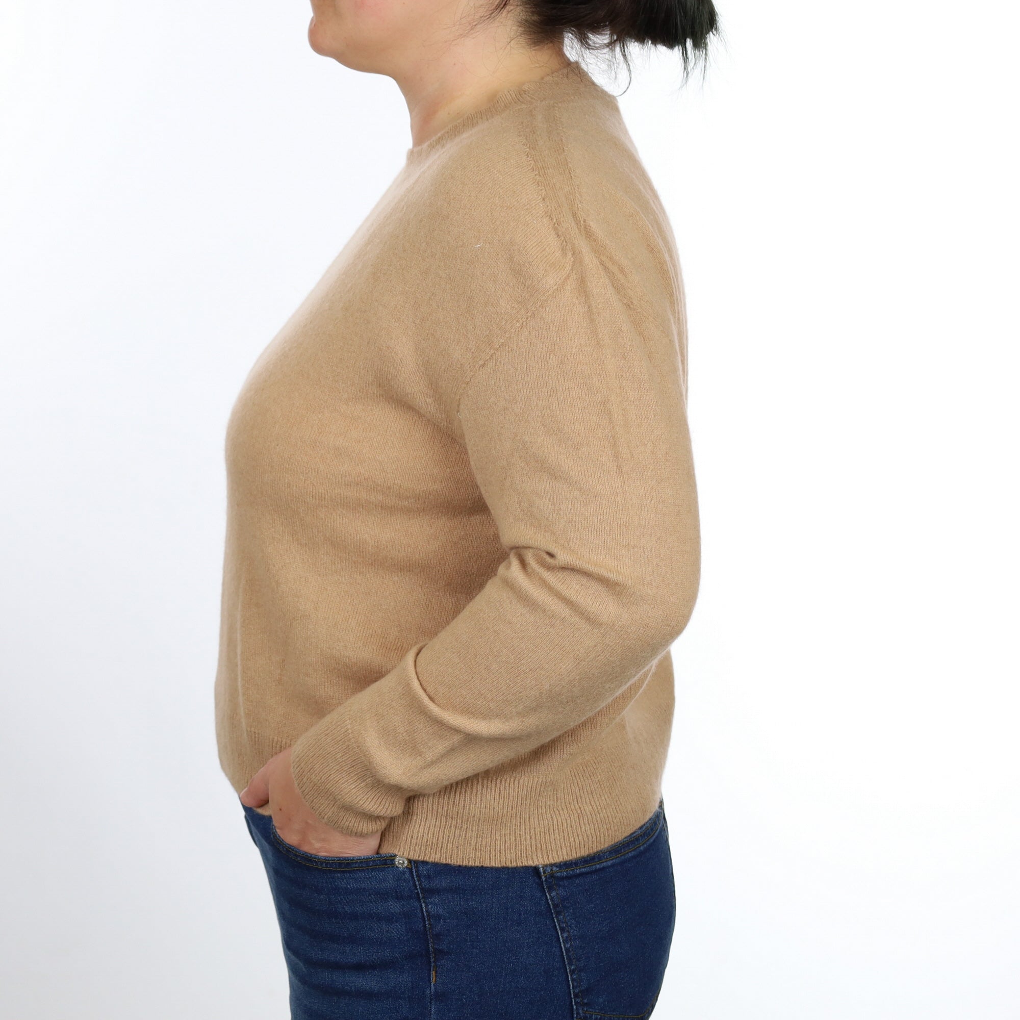 Caramel Brown Cashmere Crew Neck Jumper Large