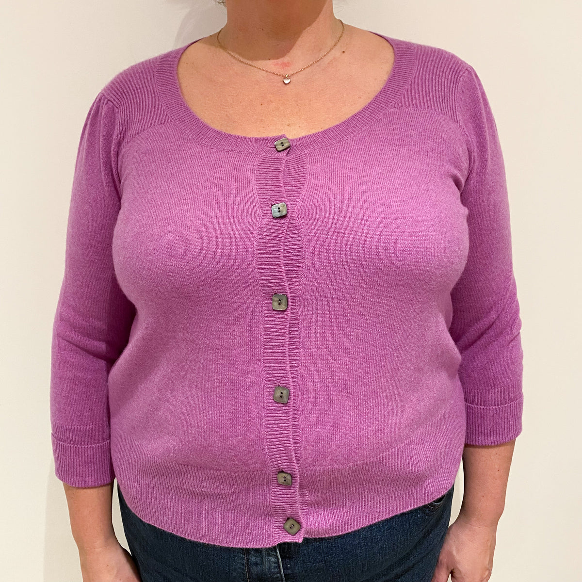 Loganberry Purple Cashmere Scoop Neck Cardigan Extra Large