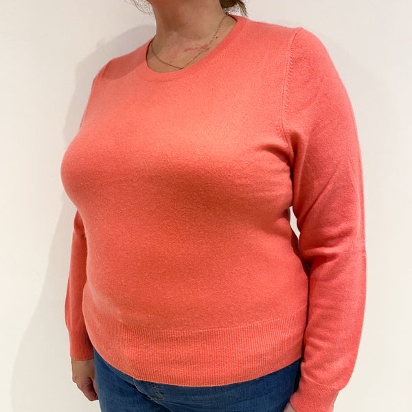 Crushed Strawberry Pink Cashmere Crew Neck Jumper Extra Large
