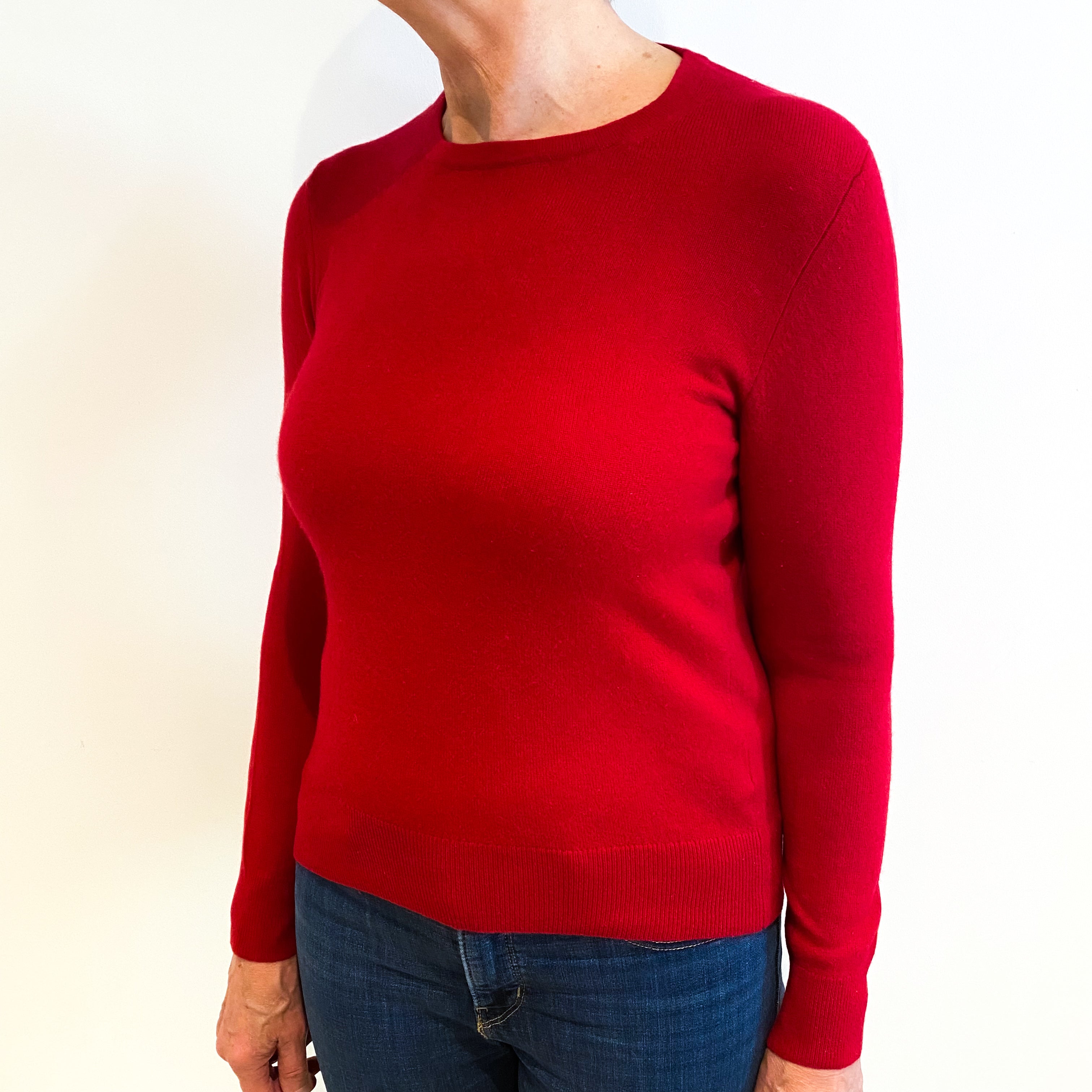 Post Box Red Cashmere Crew Neck Jumper Medium