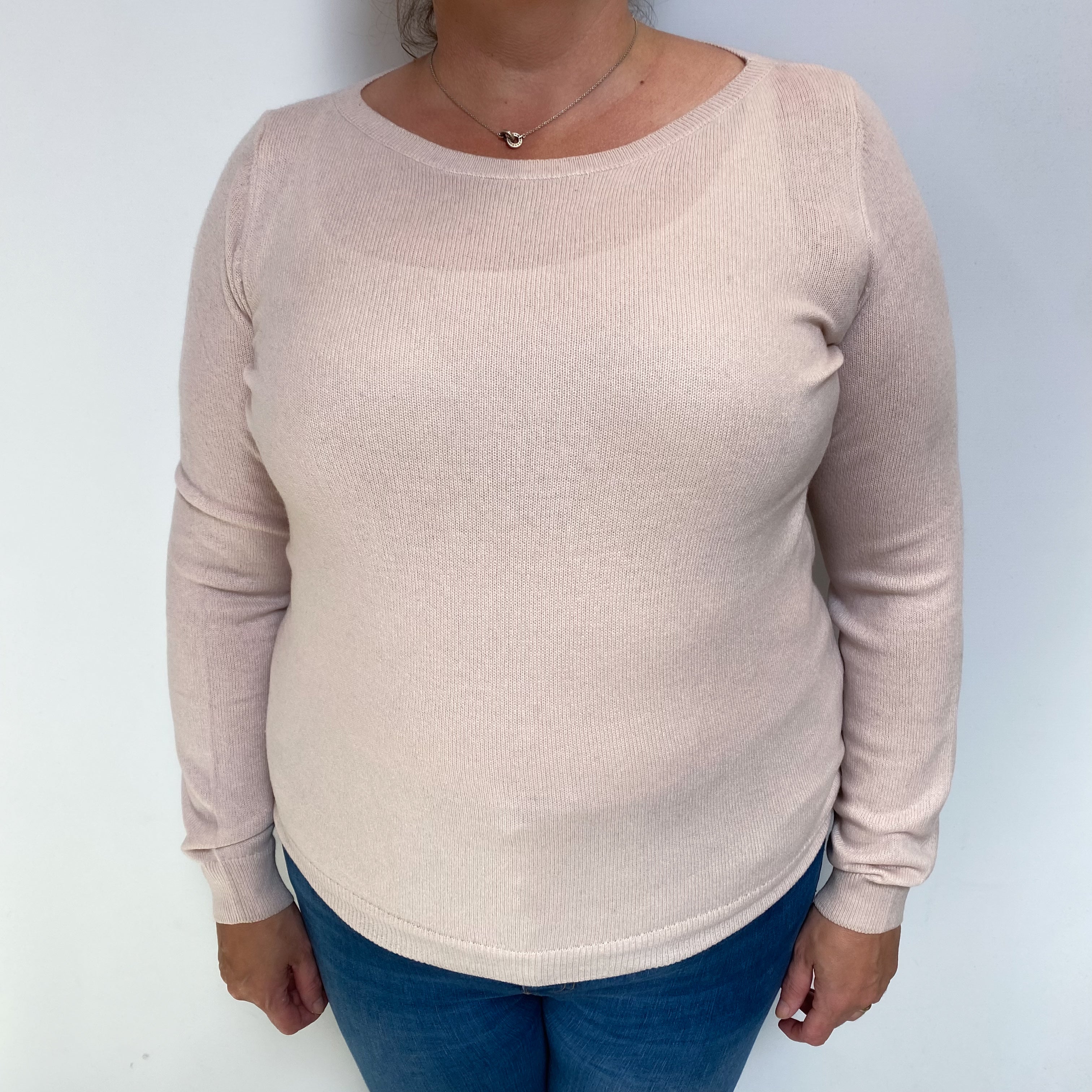 Shell Pink Cashmere Crew Neck Jumper Extra Large