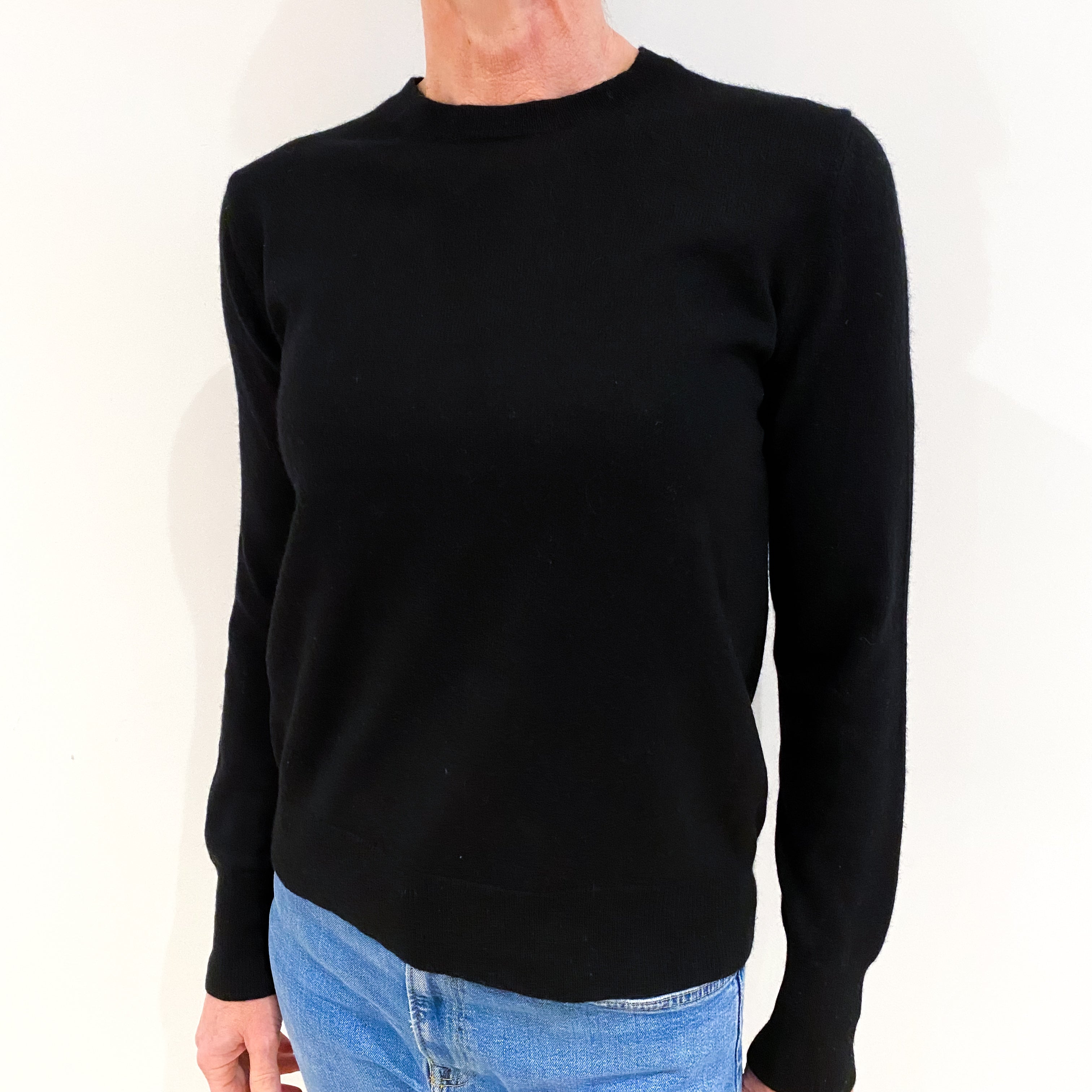 Black Cashmere Crew Neck Jumper Small