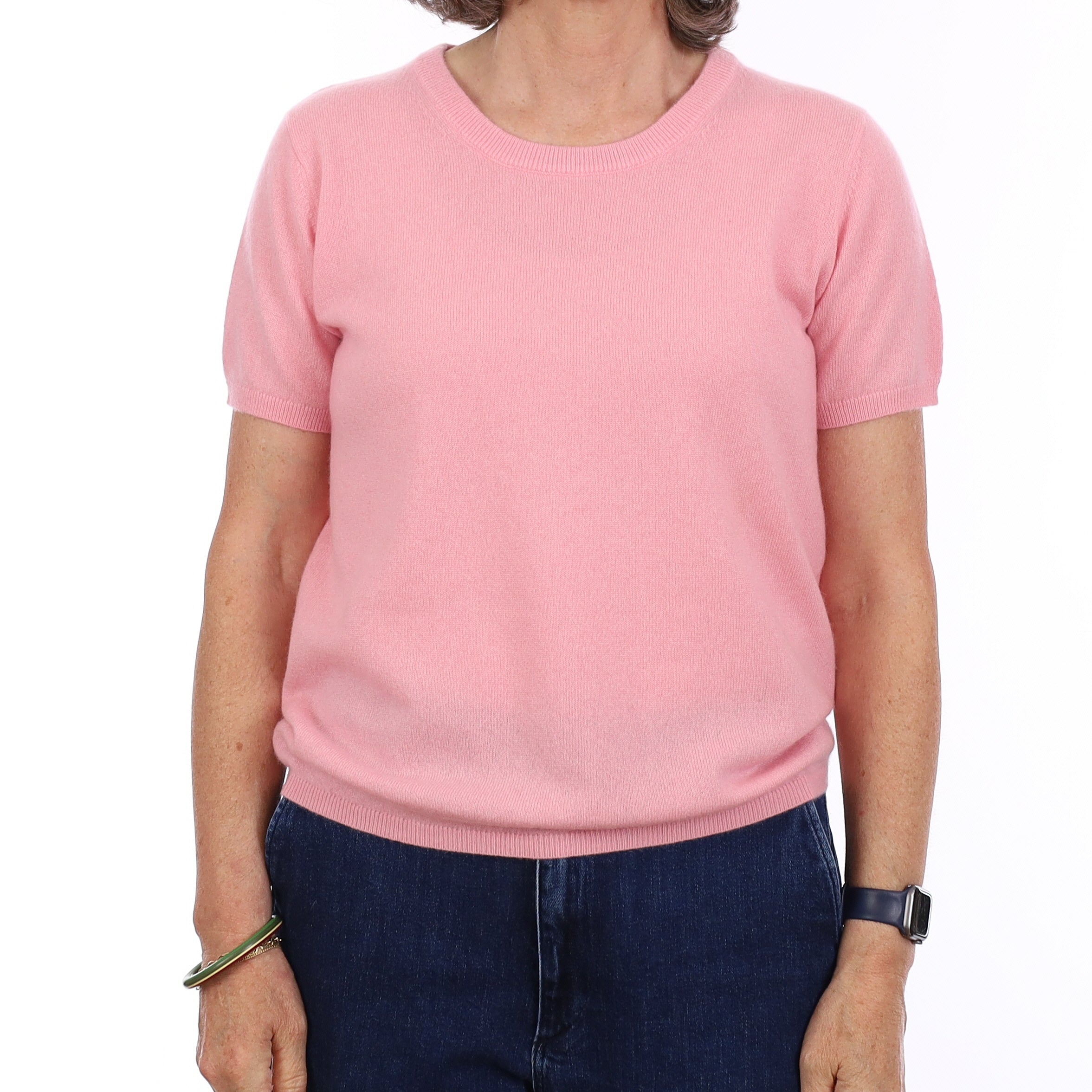 Brand New Candy Floss Pink Cashmere Crew Neck T-Shirt Medium UK 12-14