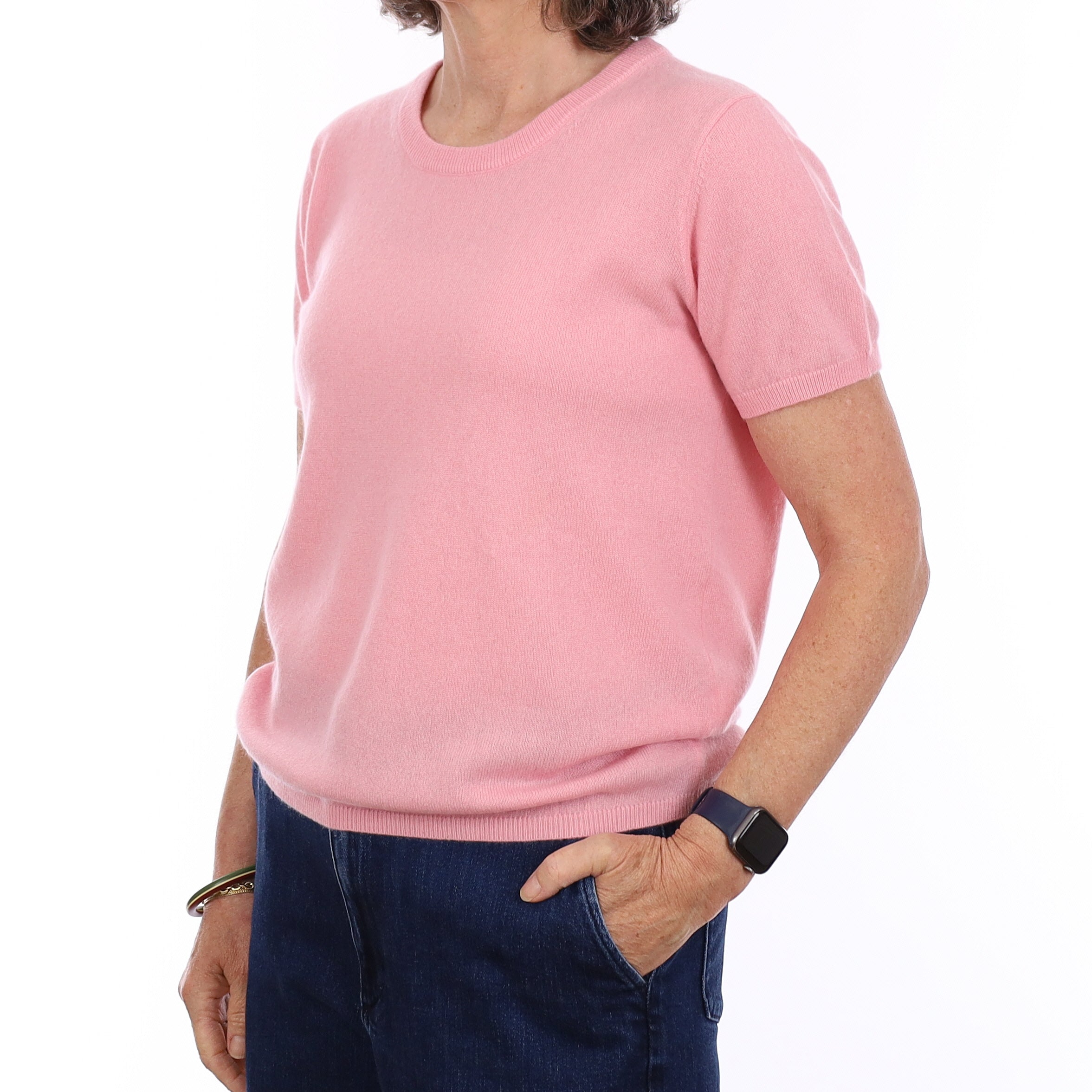 Brand New Candy Floss Pink Cashmere Crew Neck T-Shirt Medium UK 12-14