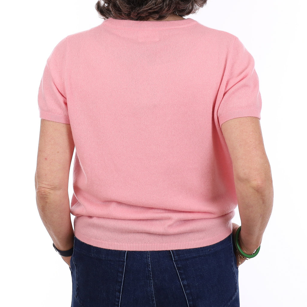 Brand New Candy Floss Pink Cashmere Crew Neck T-Shirt Medium UK 12-14