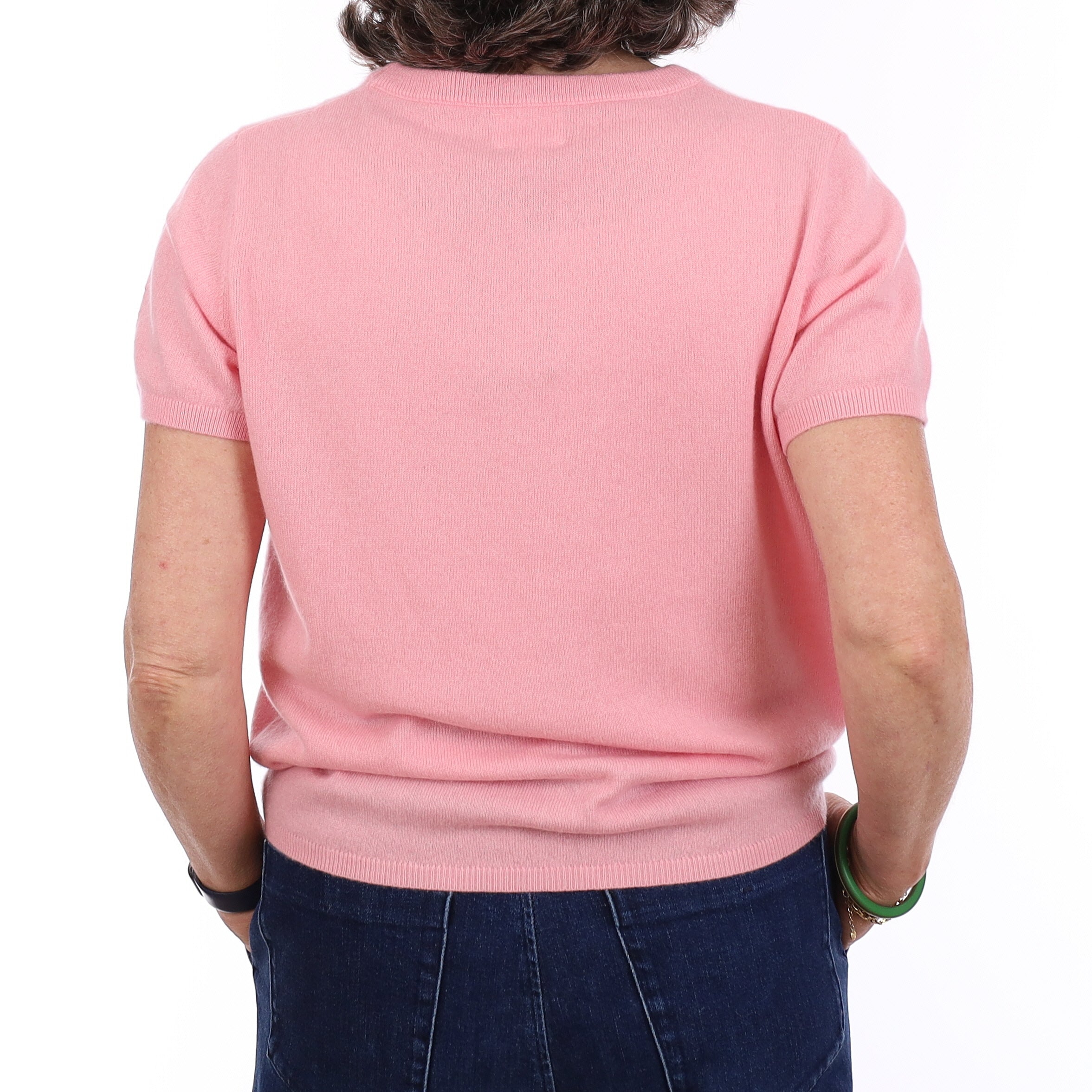 Brand New Candy Floss Pink Cashmere Crew Neck T-Shirt Medium UK 12-14