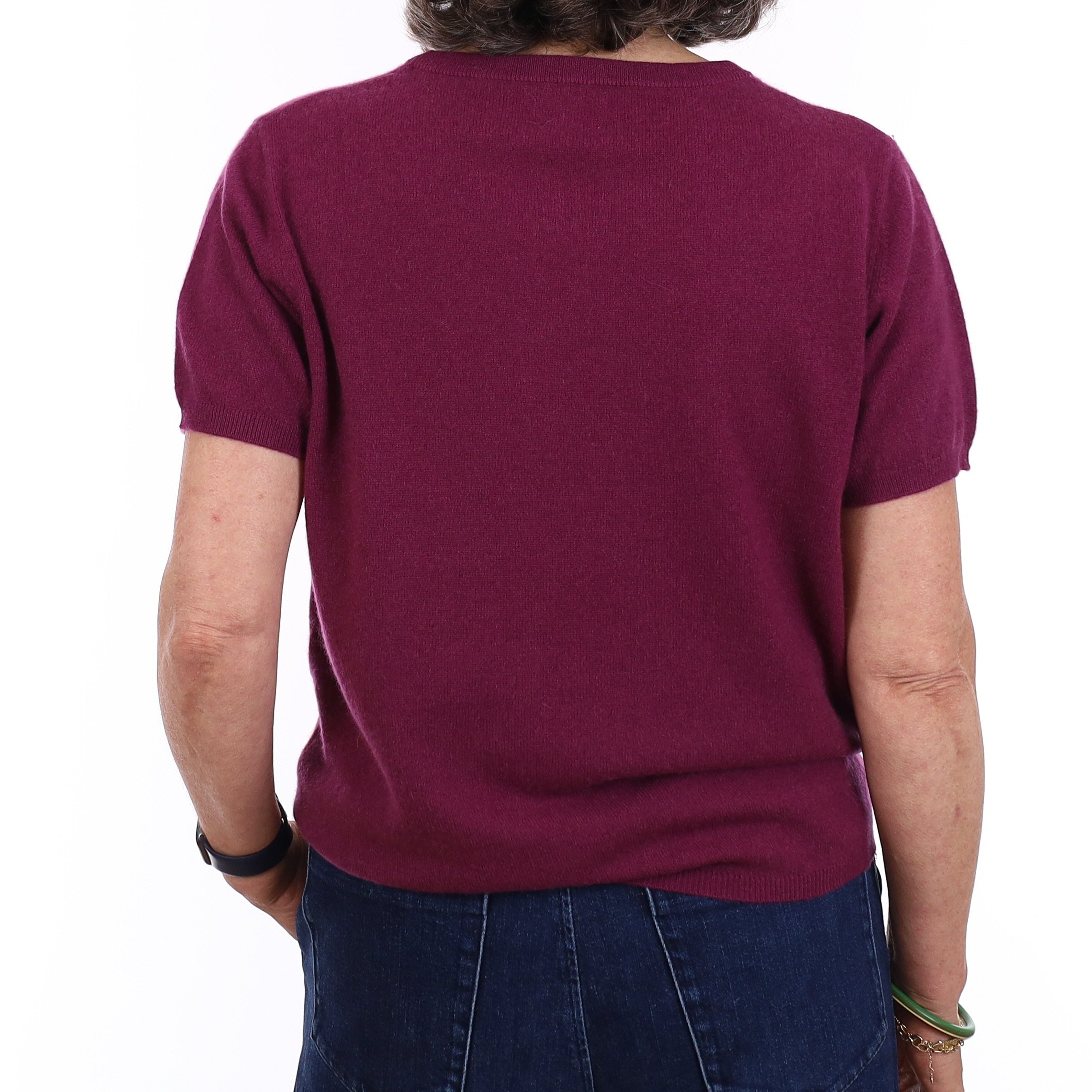 Brand New Mulberry Purple Cashmere Crew Neck T-Shirt Medium UK 12-14
