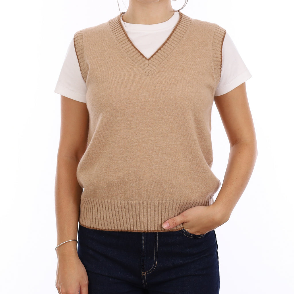 Brand New Caramel and Harvest Cashmere V Neck Tank Top Medium UK 12-14