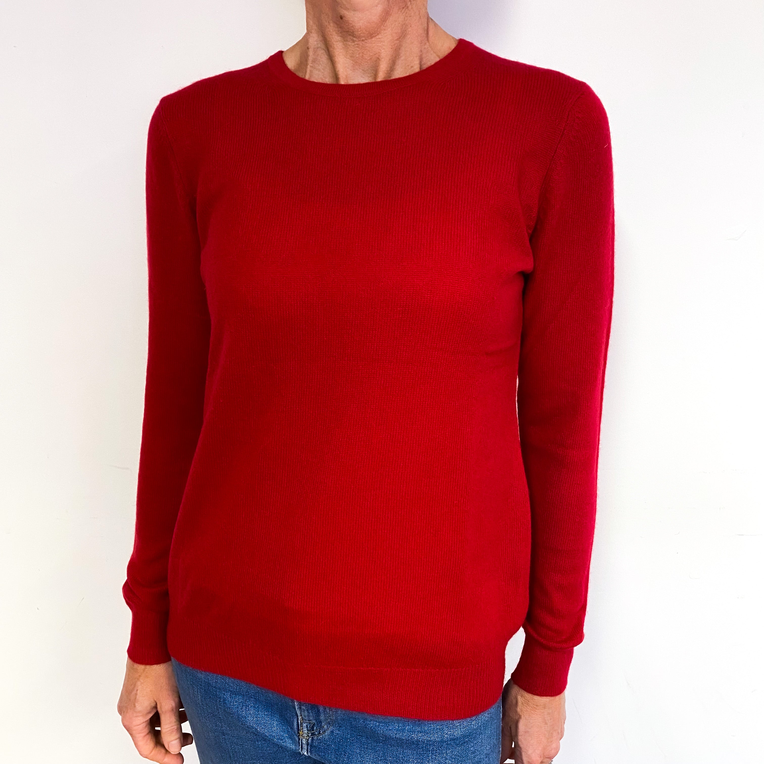 Post Box Red Cashmere Crew Neck Jumper Medium