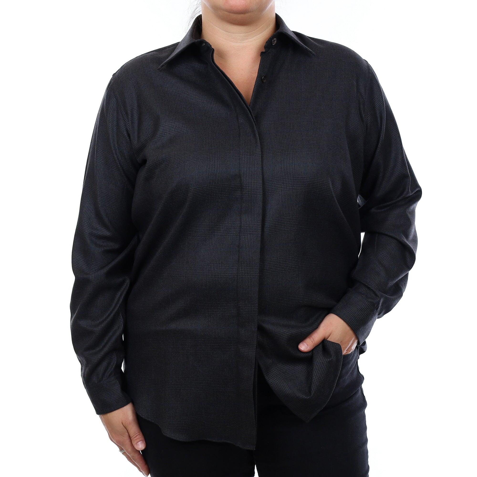 Brand New Hermès Charcoal Prince Of Wales Check Shirt UK 18