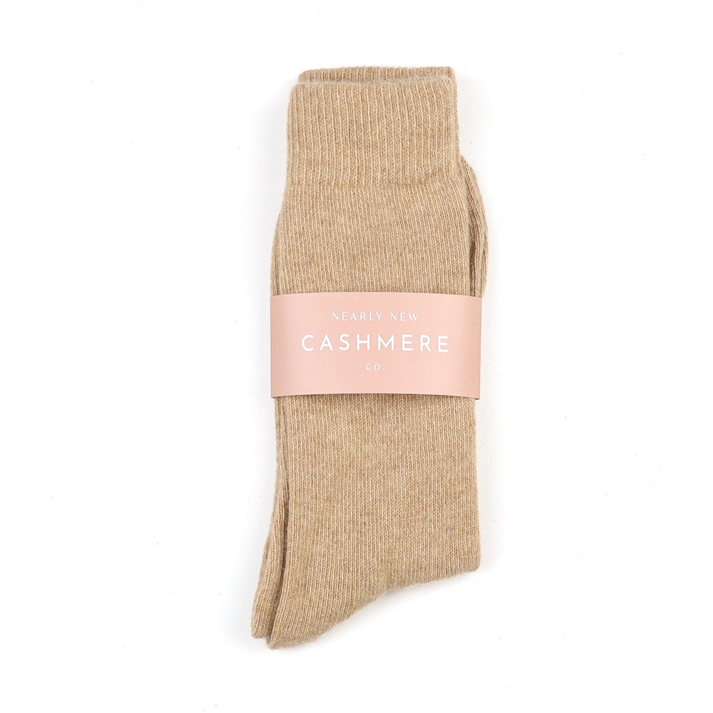 Men's Brand New Scottish Camel Brown Cashmere Every Day Socks
