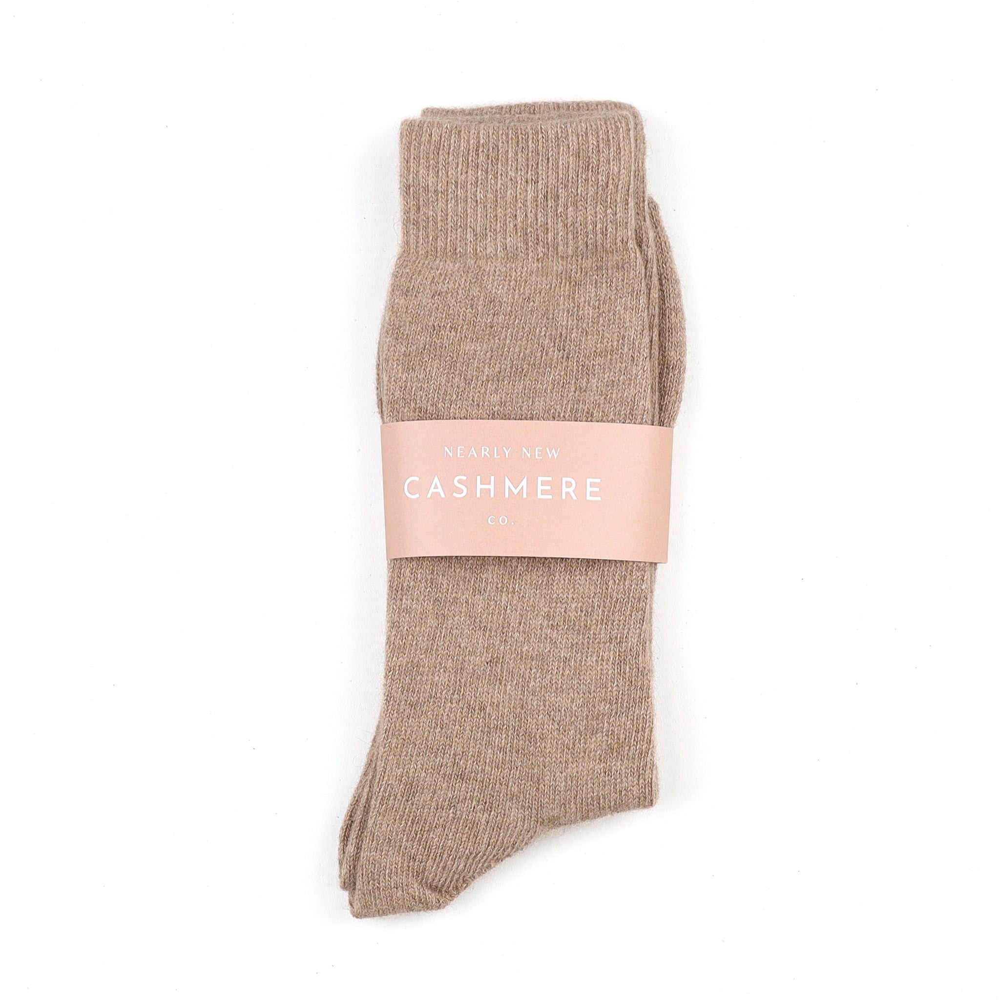Men's Brand New Scottish Taupe Brown Cashmere Every Day Socks