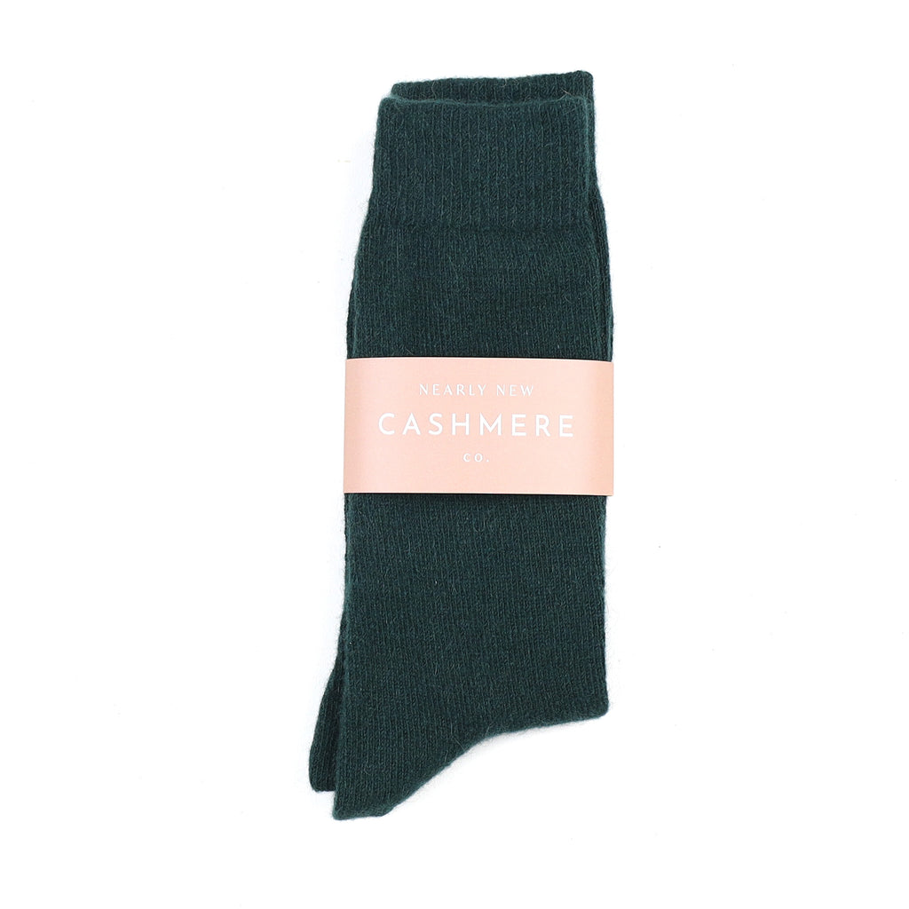 Men's Brand New Scottish Dark Forest Green Cashmere Every Day Socks