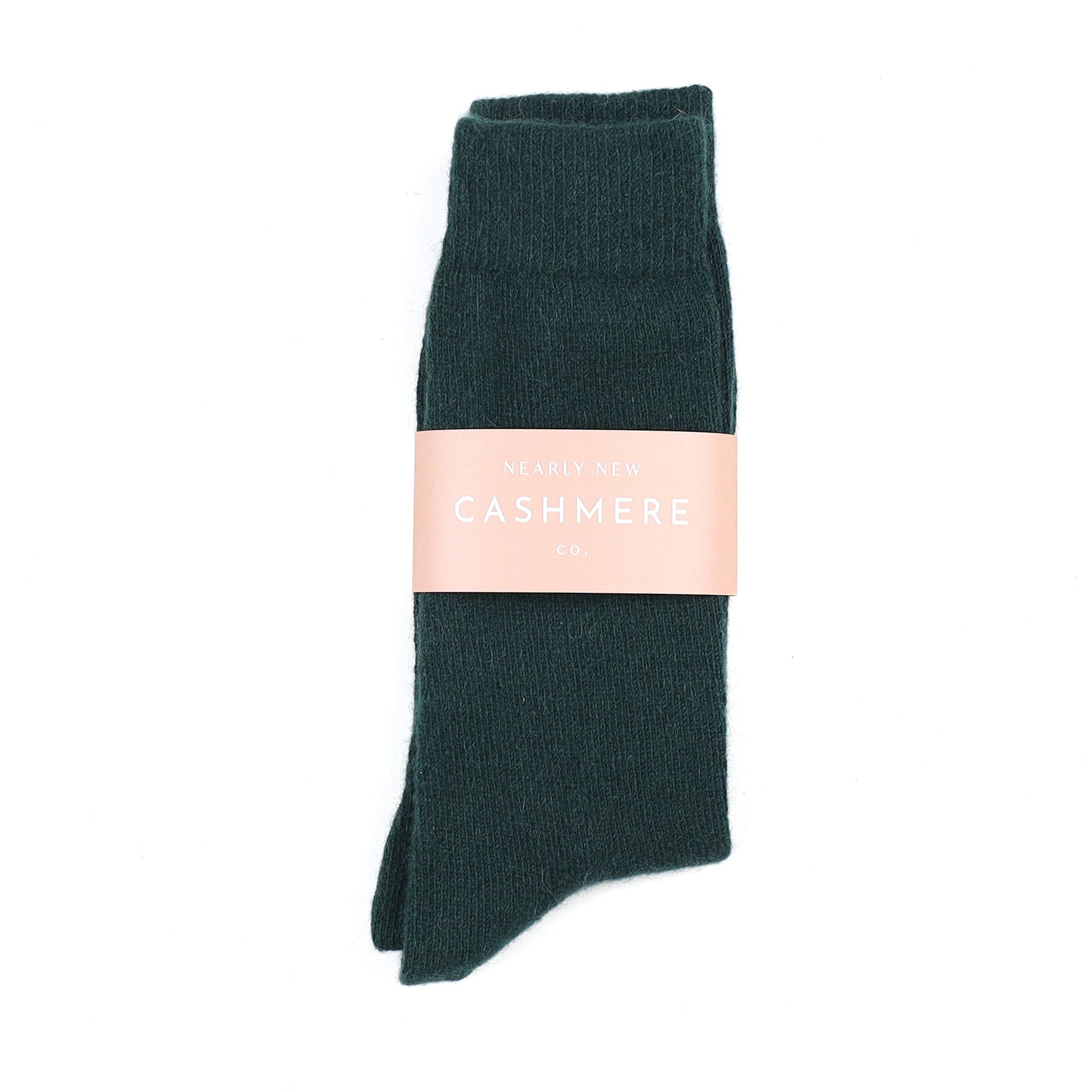 Men's Brand New Scottish Dark Forest Green Cashmere Every Day Socks