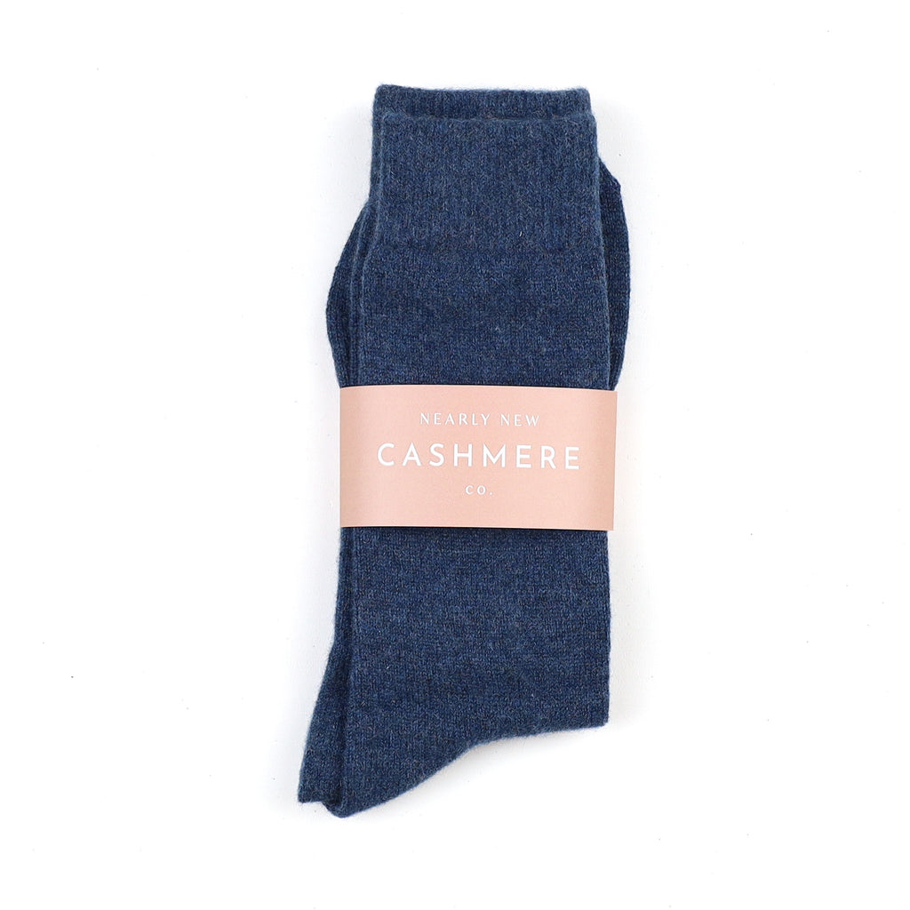 Men's Brand New Scottish Naval Blue Cashmere Every Day Socks