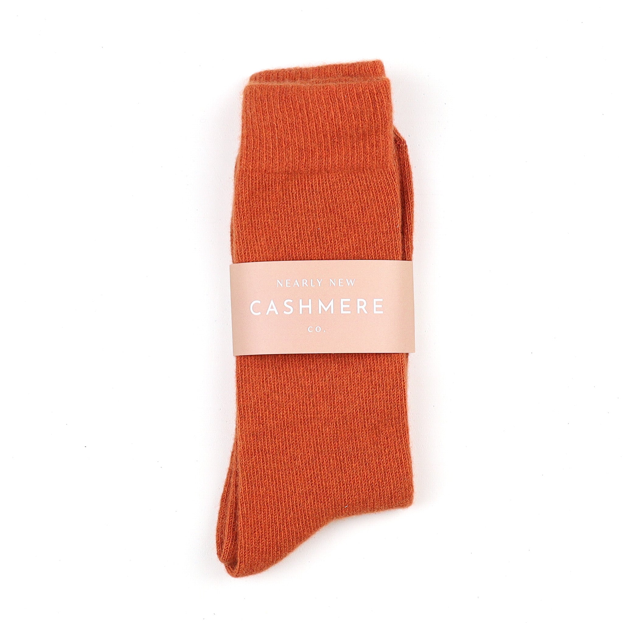 Men's Brand New Scottish Burnt Orange Cashmere Every Day Socks